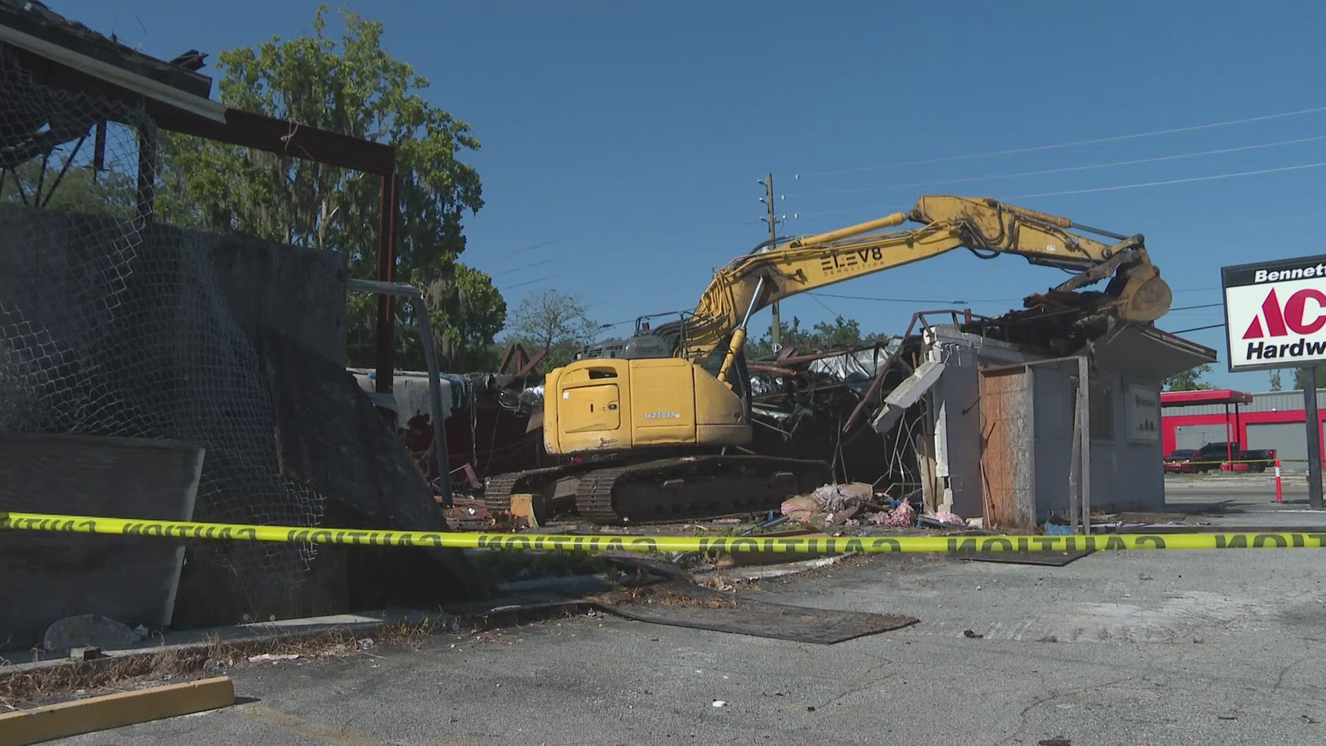 Bennett's Ace Hardware was demolished three and a half years after a semi truck plowed into the building, injuring five people.