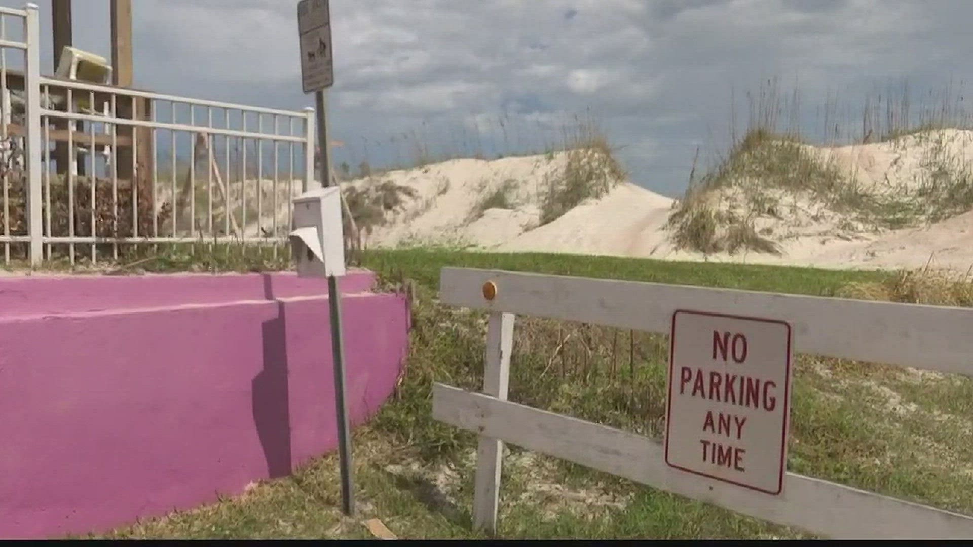 In St. Johns County, there is now a huge hole in one of the protective dunes in St. Augustine Beach. The city believes the dunes were bulldozed to give someone an ocean view.