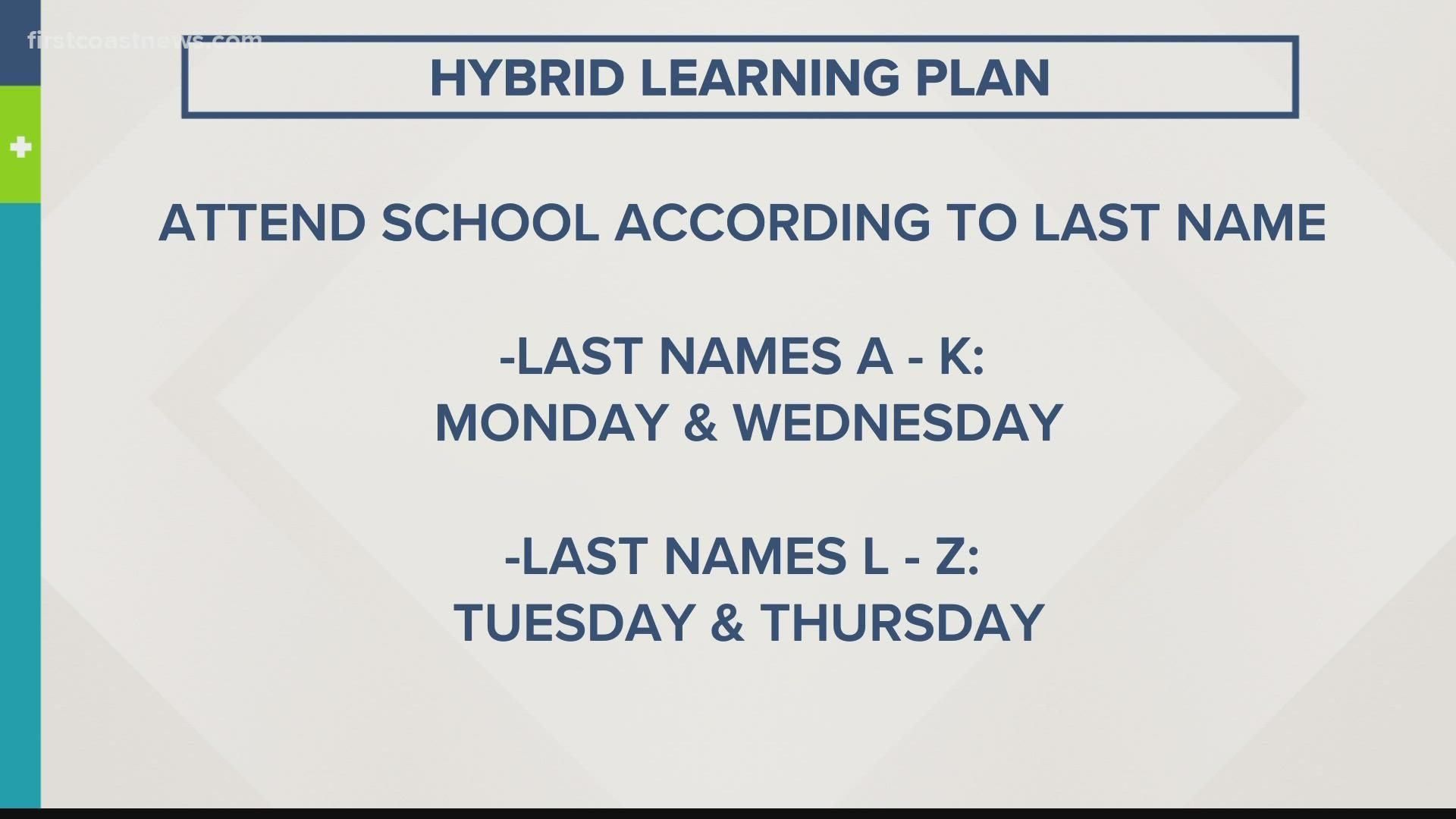 According to the new plan, students will attend classes twice a week with assignments to be completed the other three days.