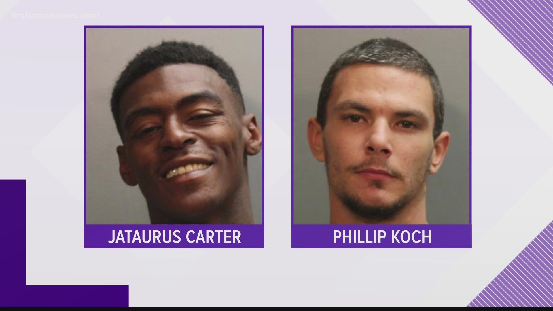 Phillip Koch, 31, and Jataurus Carter, 28, were arrested in connection to the armed carjacking.