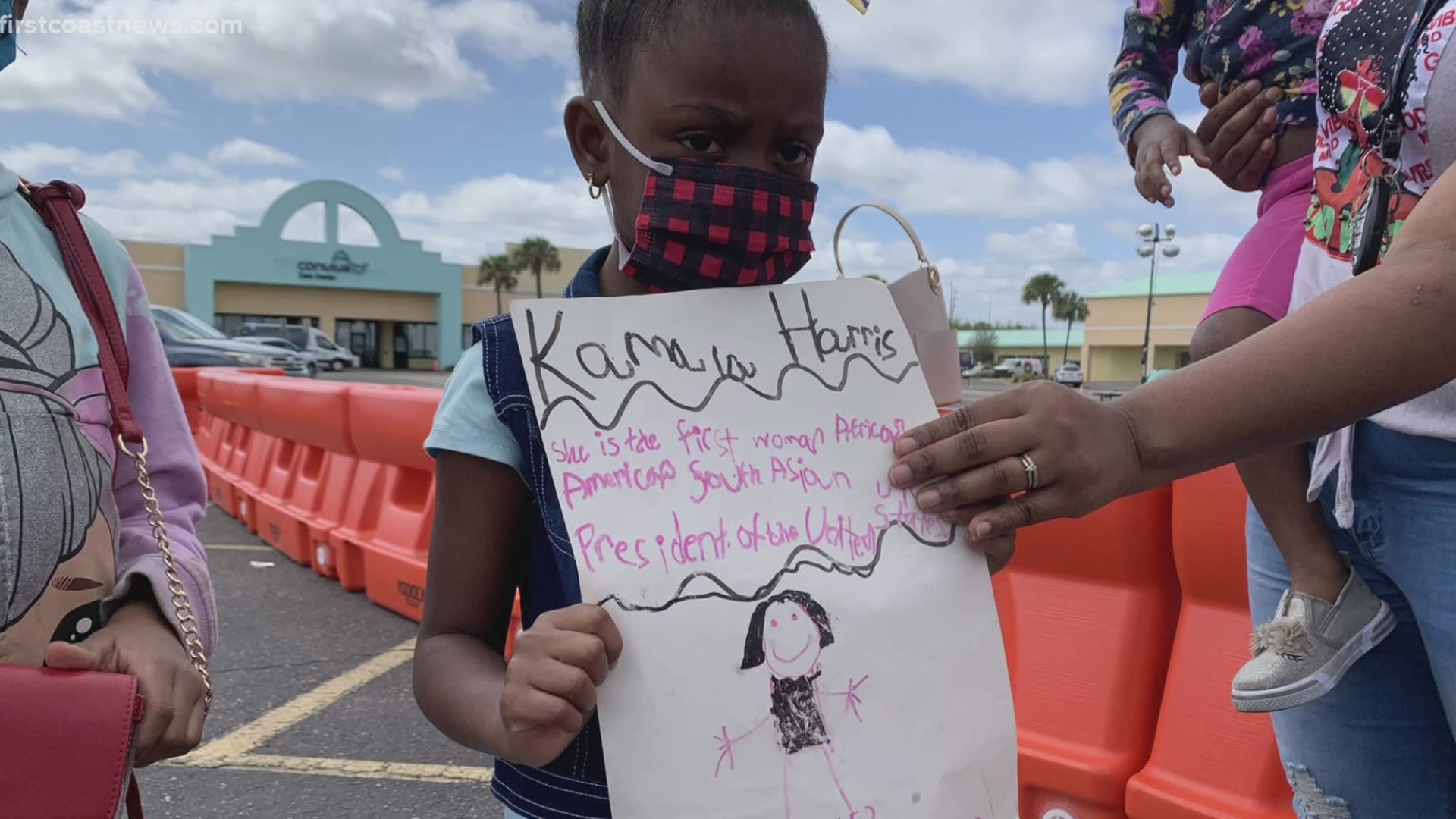 The girl made the sign for a school project.