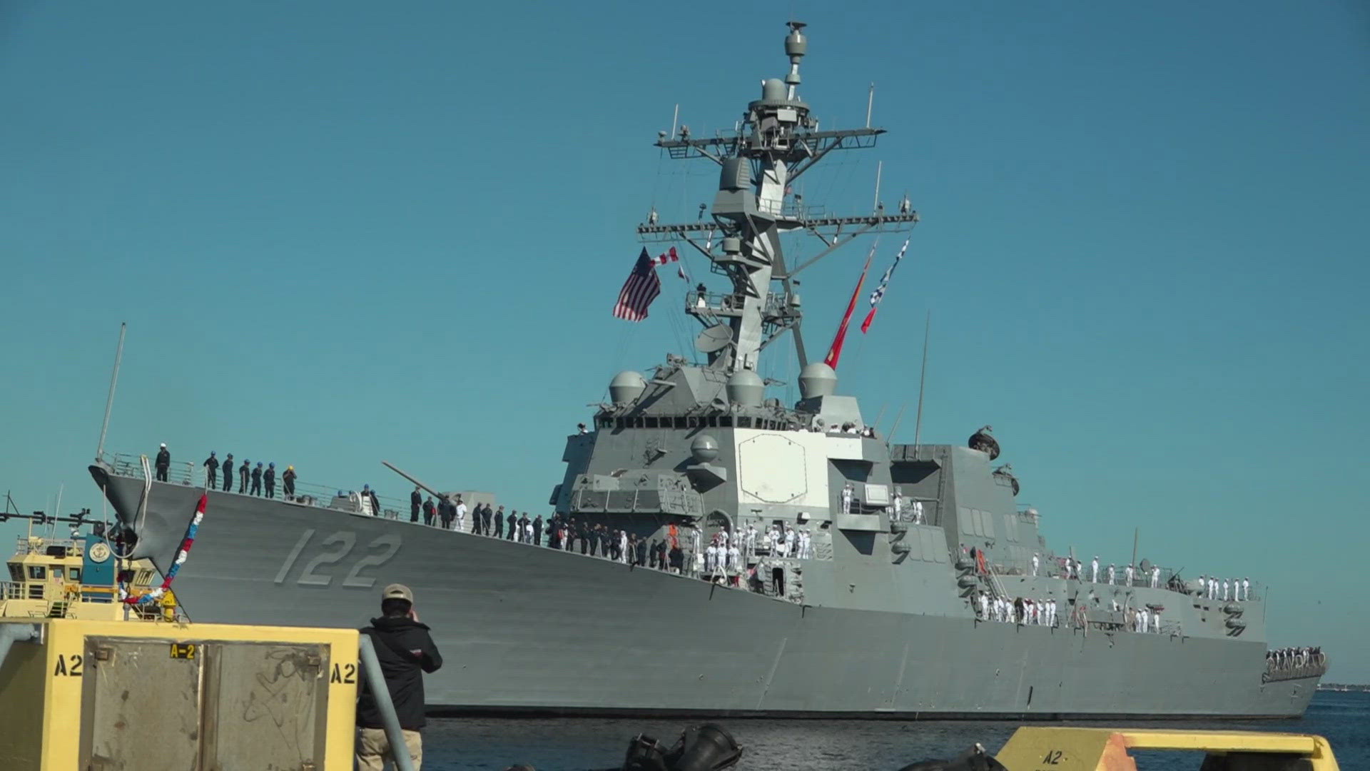 The USS John Basilone made its first homecoming on the First Coast since being commissioned in New York City earlier this month.