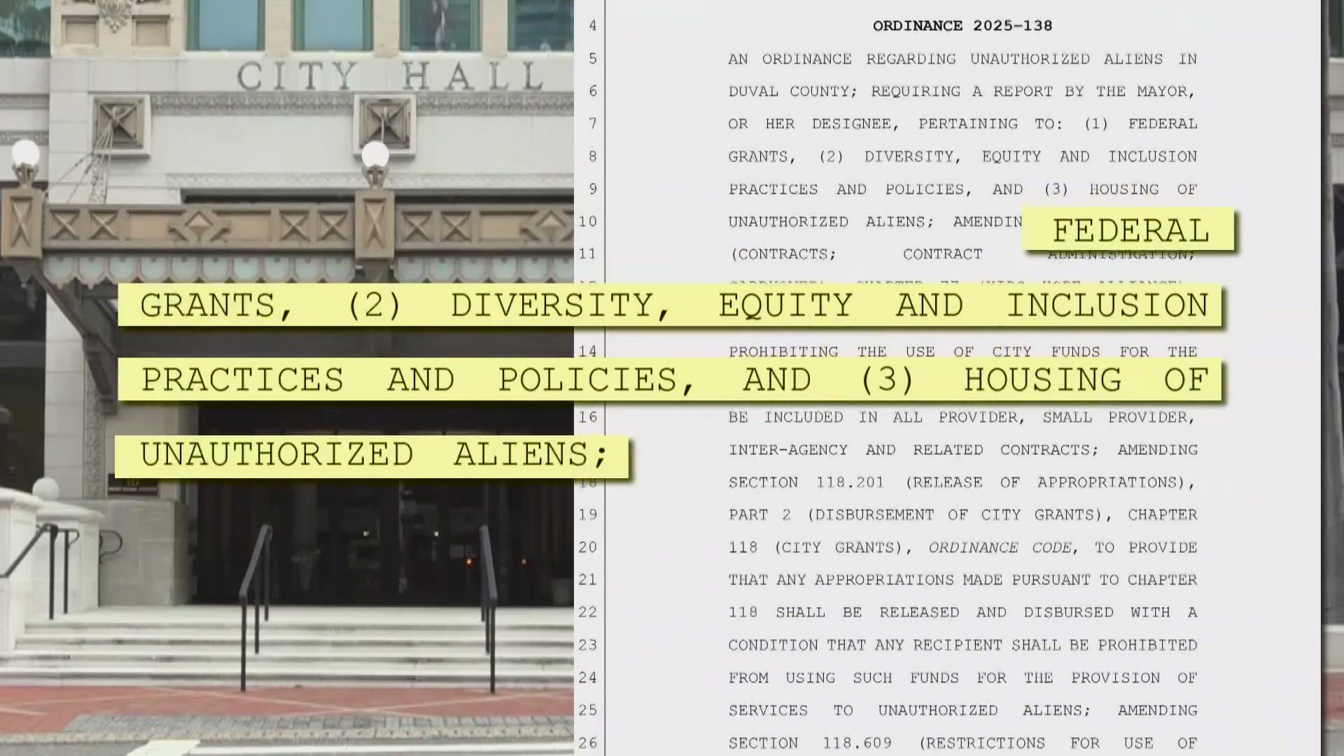 Proposed Jacksonville ordinance would require mayor to submit report on DEI policies and number of undocumented residents in public housing