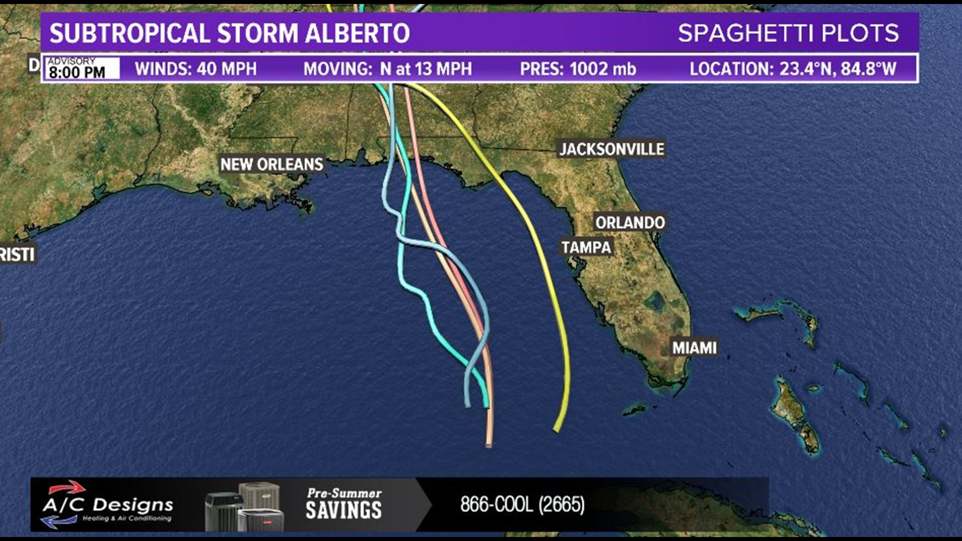 Track Subtropical Storm Alberto: Spaghetti models, forecast cone and ...