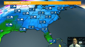 A cold start to the week with rain returning tomorrow followed by a blast of a cold air.