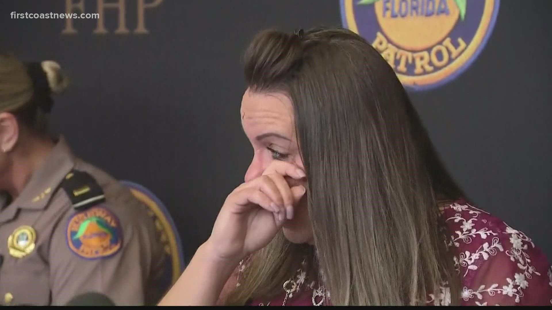 Master Trooper Toni Schuck broke down in tears as she recalled crashing into the suspected drunk driver's car to protect everyone at the event.