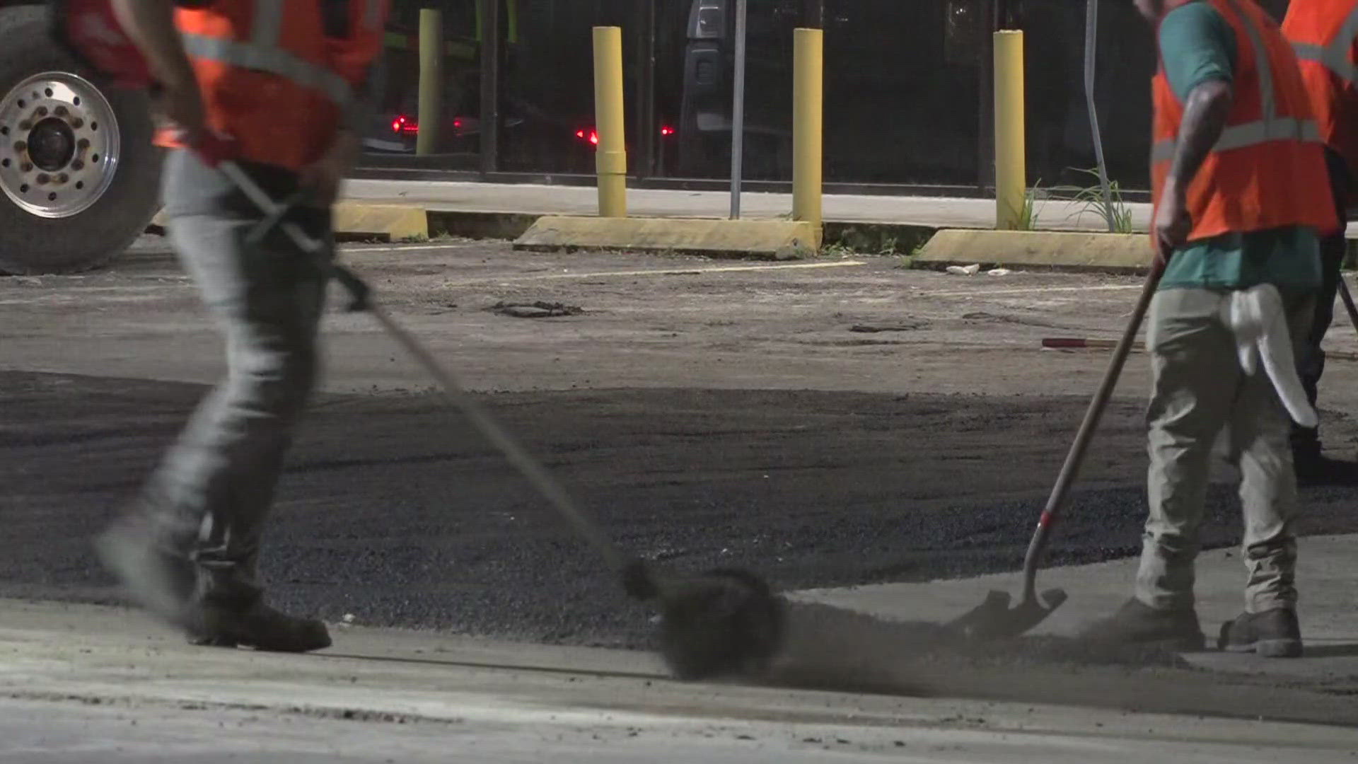 A JSO vehicle got stuck in a hole caused by the water main break. The incident shut down lanes of Leonid Road near Dunn Avenue Thursday afternoon.