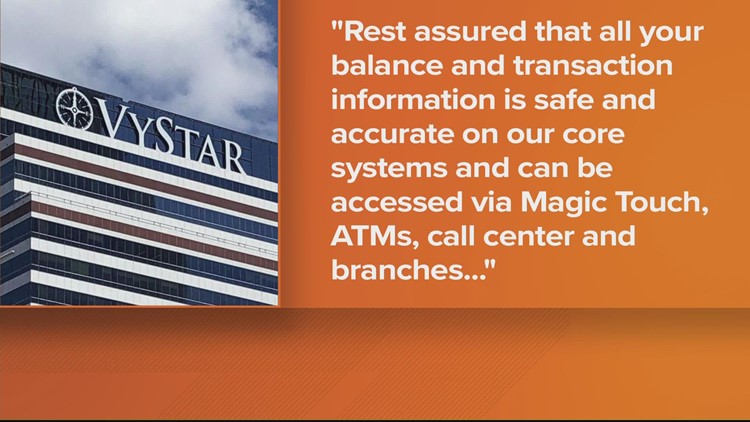 VyStar says you can access your account in person as online outage continues