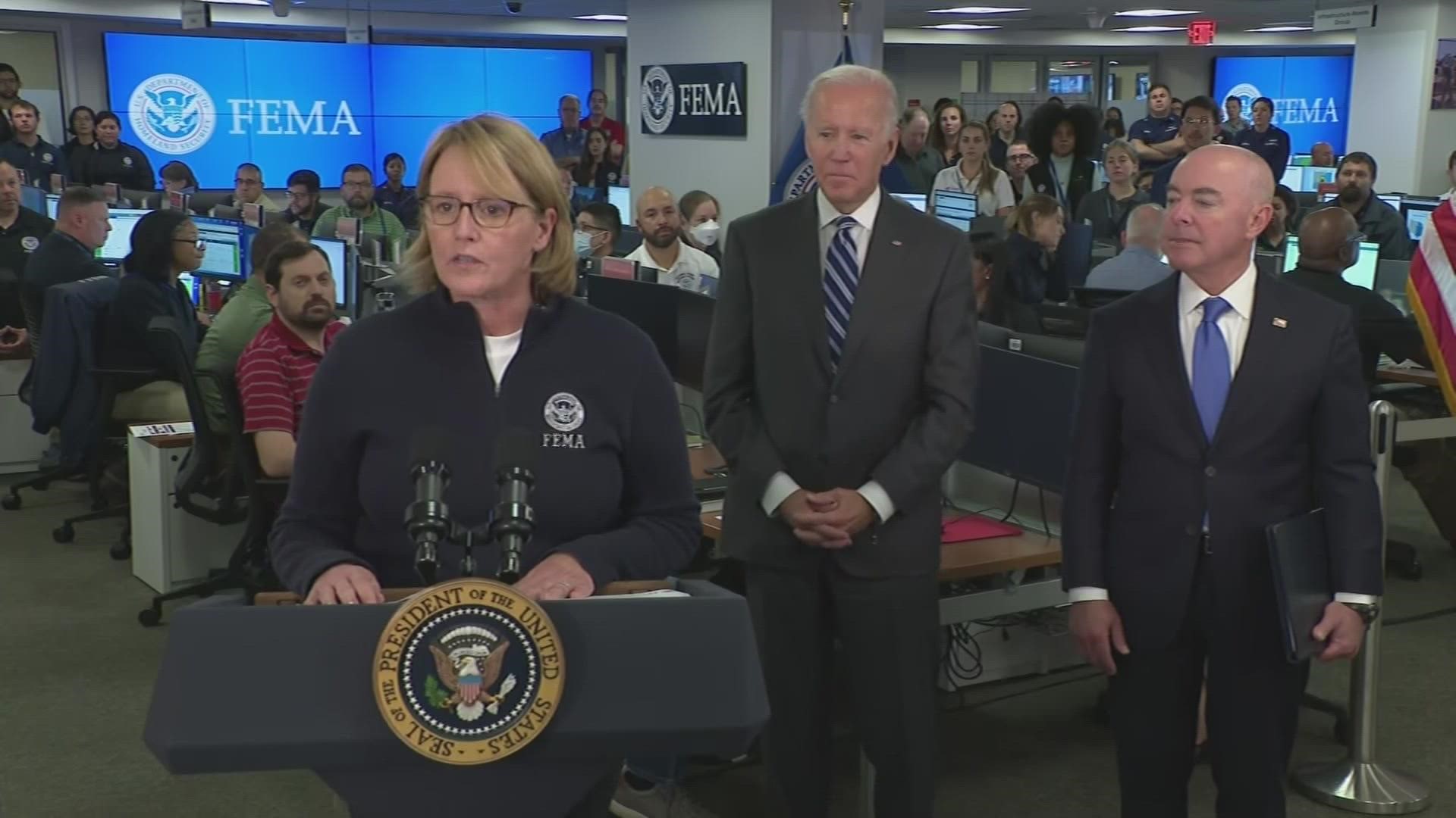 FEMA addresses response efforts to Hurricane Ian in Florida.