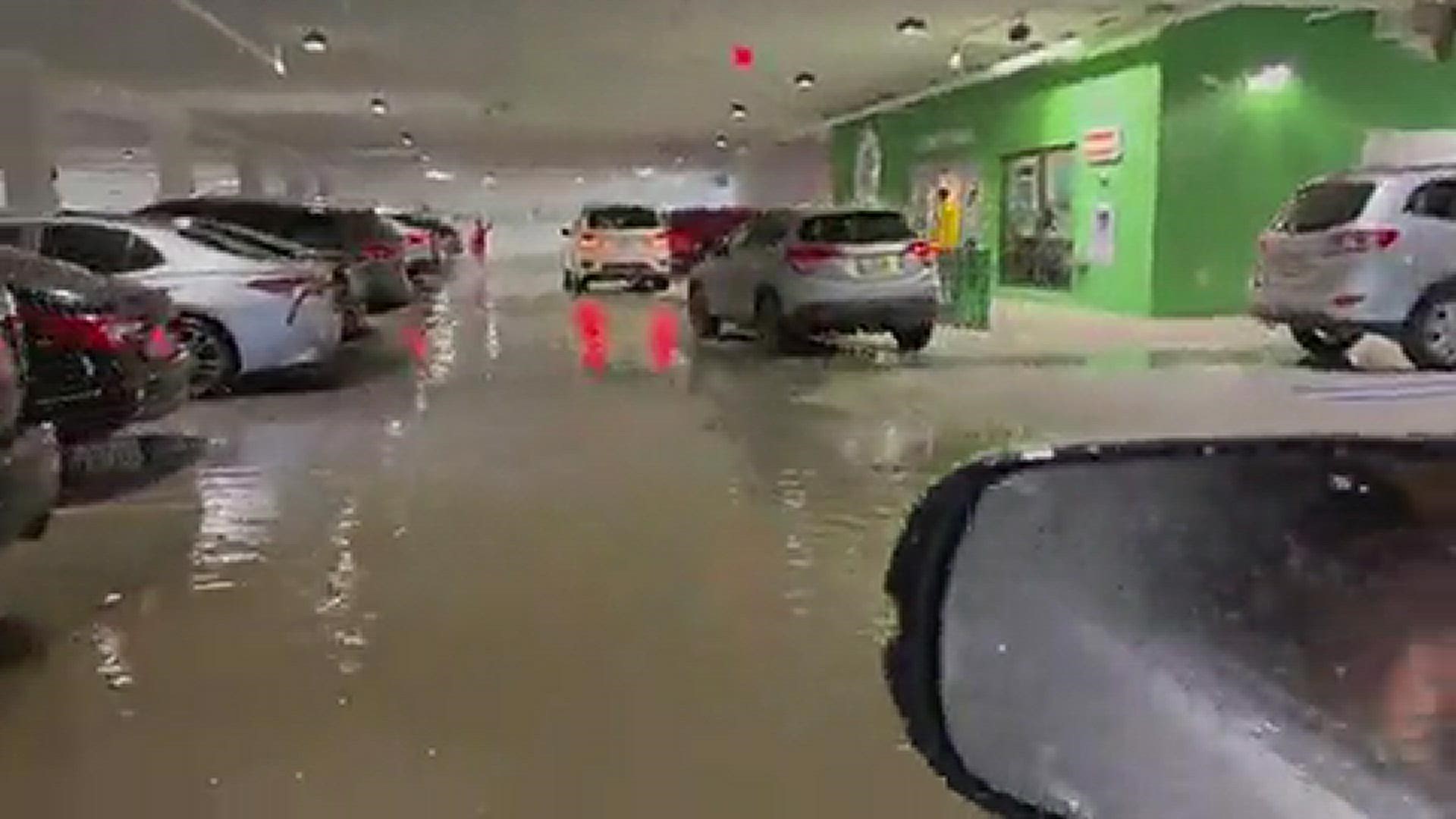 Aliera Peterson shot this video Thursday of flooding in the parking garage during the grand opening of Publix in San Marco.