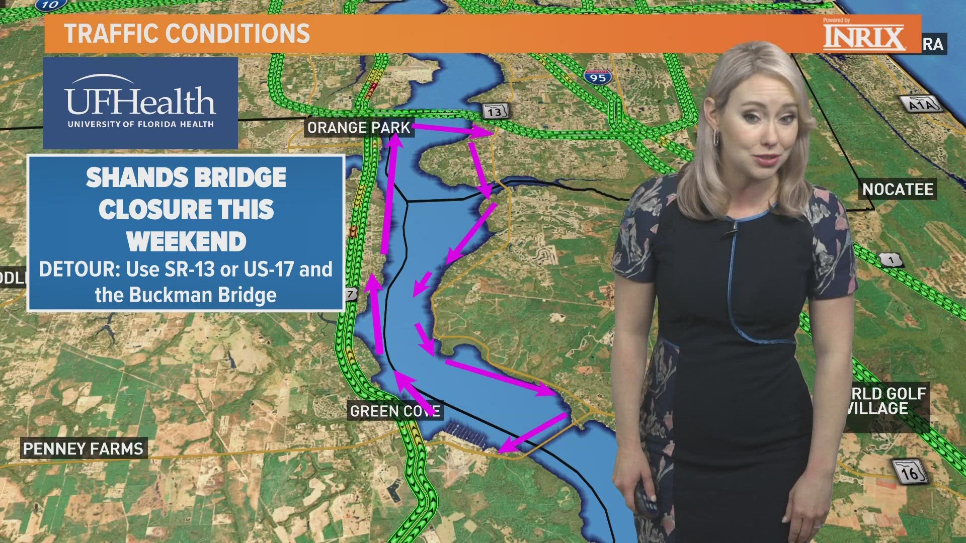 Drivers can take the Buckman Bridge to cross the St. Johns River as an alternate route.