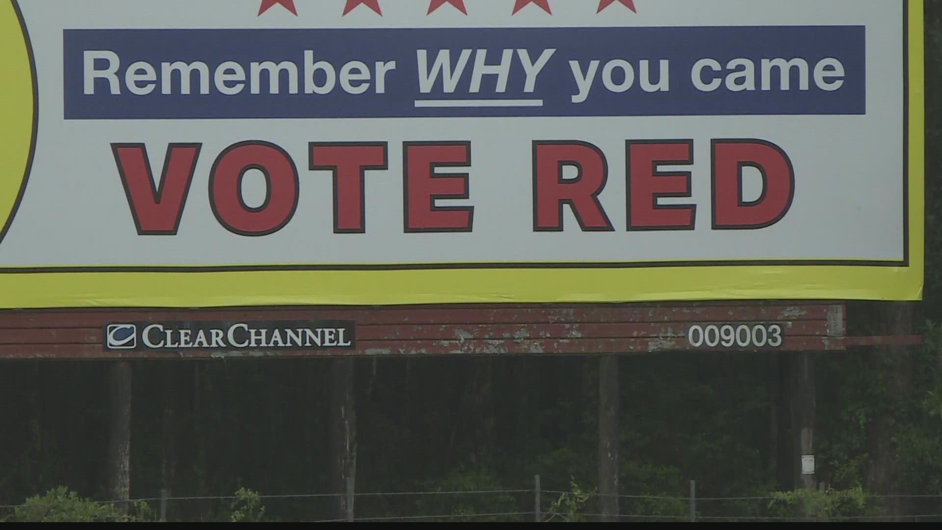 ABJ Renovations, a home renovation company in Nassau County paid for the billboard. The owner wants people to vote republican.