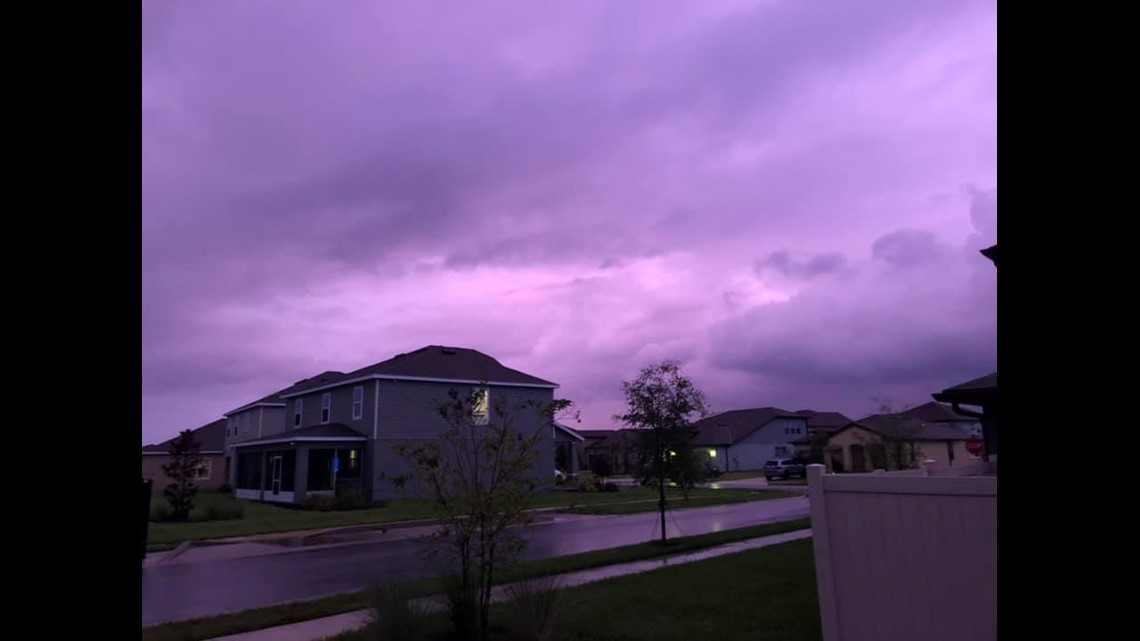 Image result for See Florida sky turn purple after Hurricane Michael