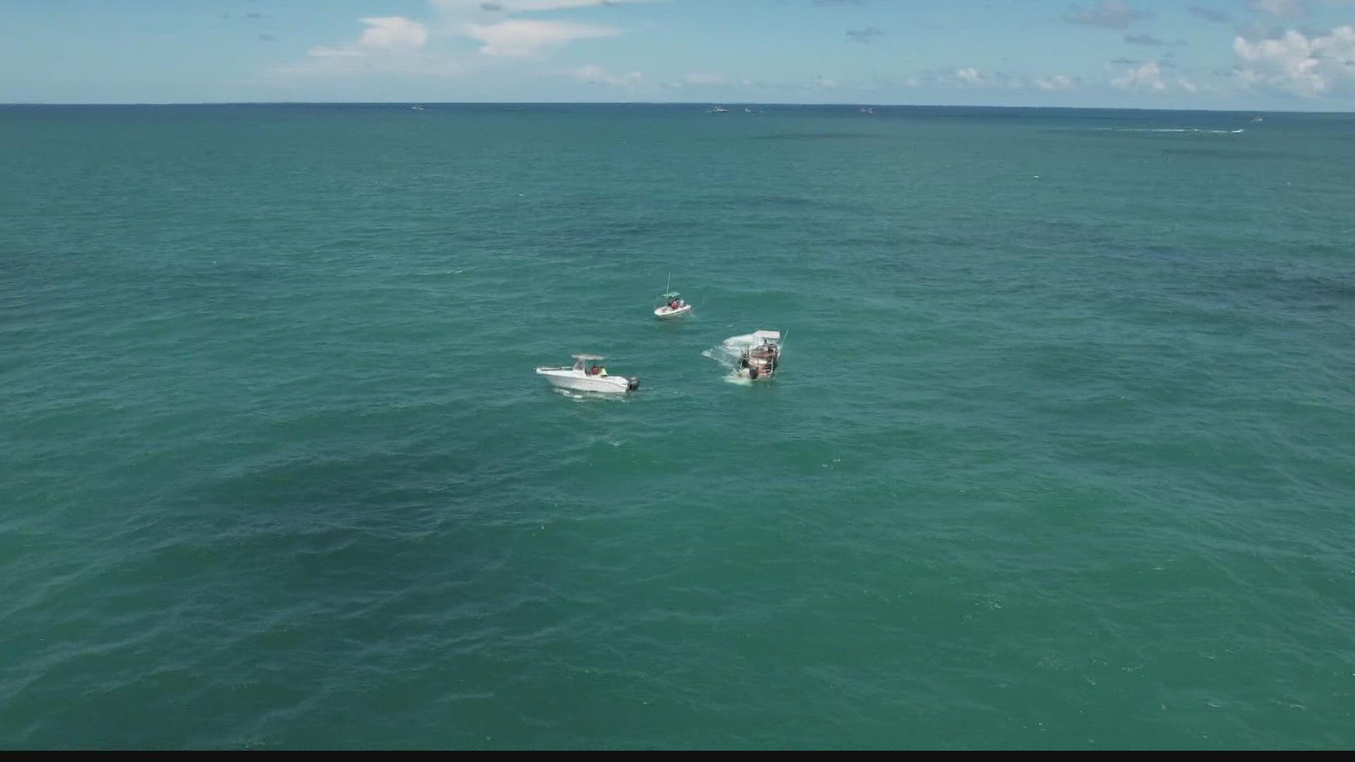 A small shrimp boat completely sinks and is later recovered off the coast of Vilano Beach