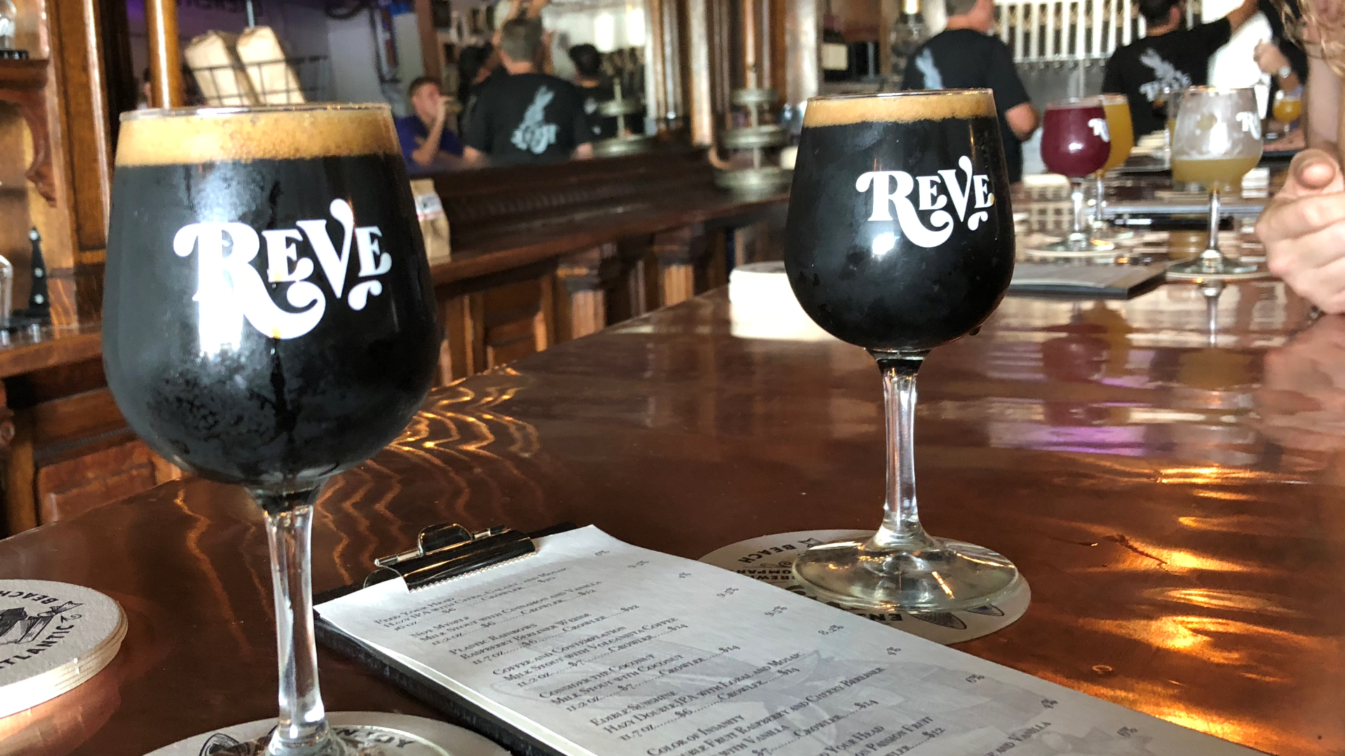 Reve Brewing Co. is a newer brewery that just opened up in Atlantic Beach, focusing on sours, IPAs and stouts. Though it's not exactly food, the owner tells me all of the beers are culinarily inspired, taking fruits, vanillas, spices.