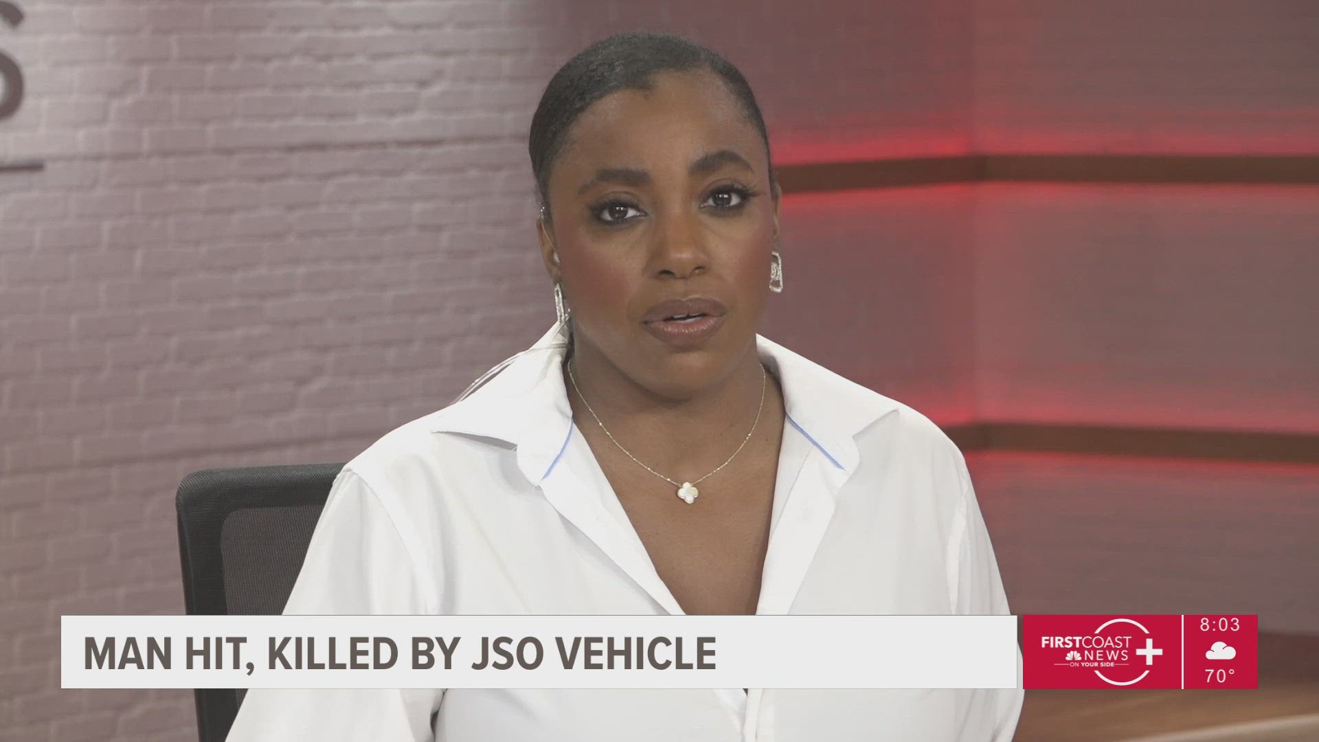 The Jacksonville Sheriff's Office said a JSO officer swerved when he saw the man running across the road, but was "unable to avoid" striking him.