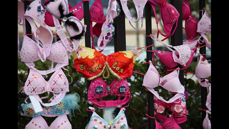 Decorated bras at Loves Park gym to aid cancer research