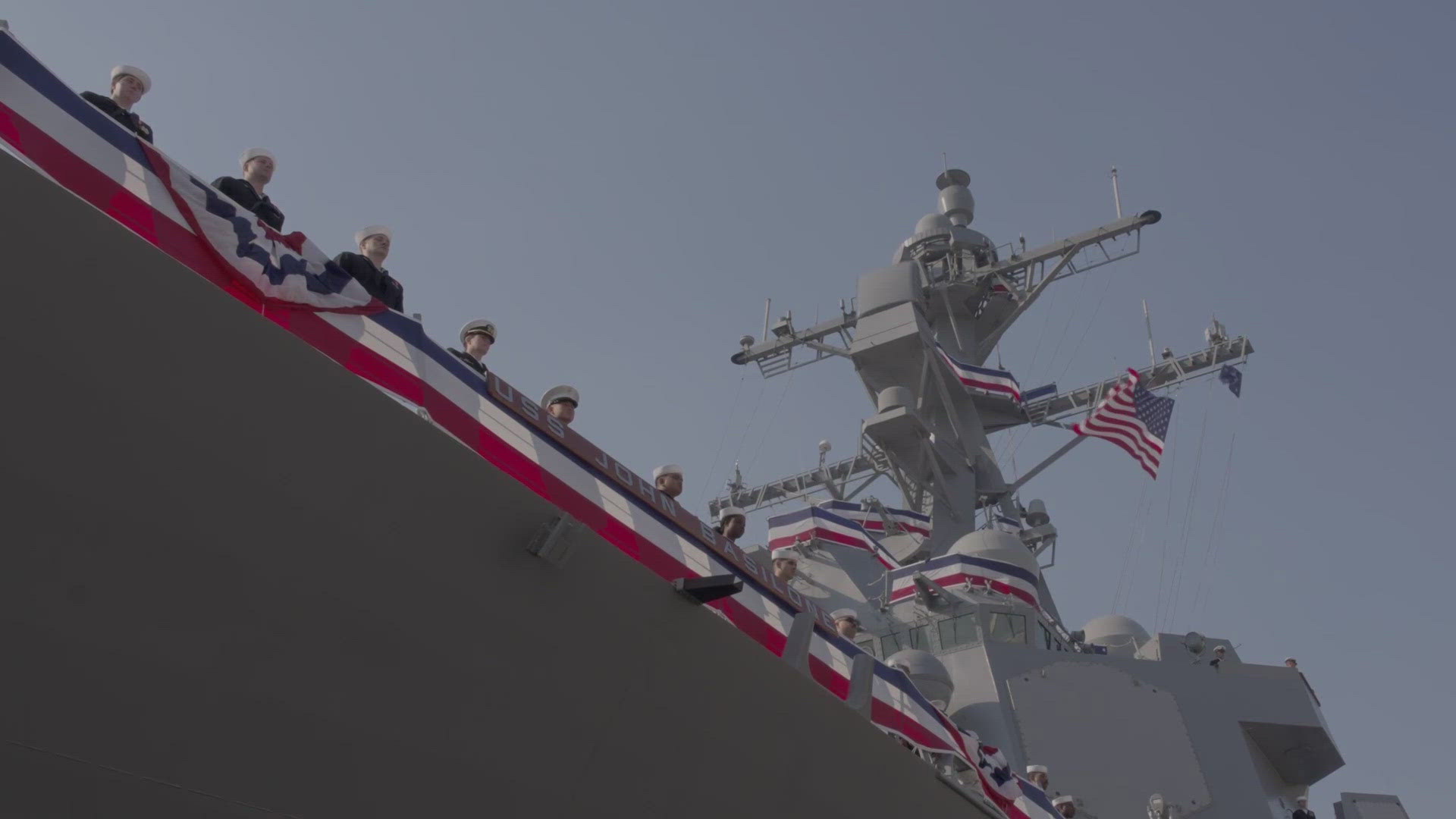 The guided missile destroyer, the USS John Basilone, has nearly 300 sailors.