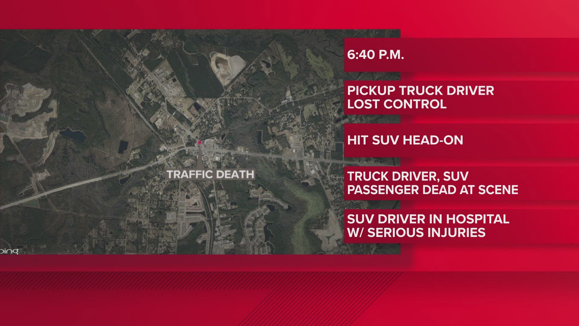 Florida Highway Patrol says the crash happened on U.S. Highway 17 near Quail Ridge Road Tuesday night.