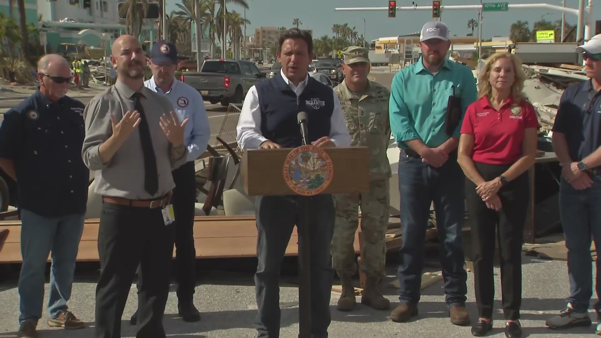 The governor spoke in Treasure Island, Florida Sunday afternoon about recovery efforts for Hurricane Milton.