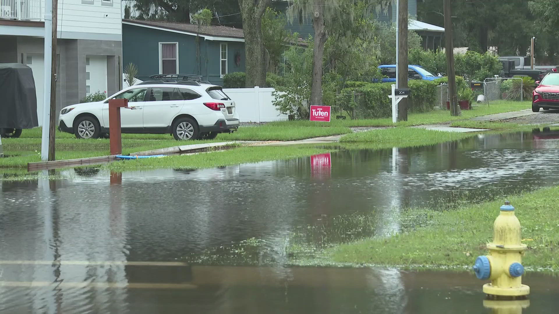 The city's stormwater system was overwhelmed Thursday night and some streets were still flooded on Friday.