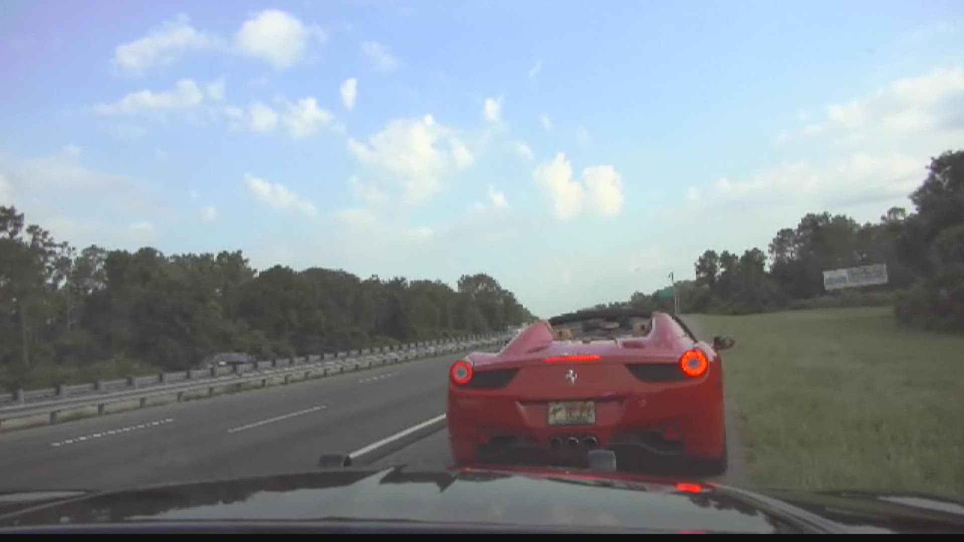 Joseph Mullins was pulled over for driving his Ferrari 22 mph over the speed limit, a report shows. Highway Patrol said he had already been given a warning.