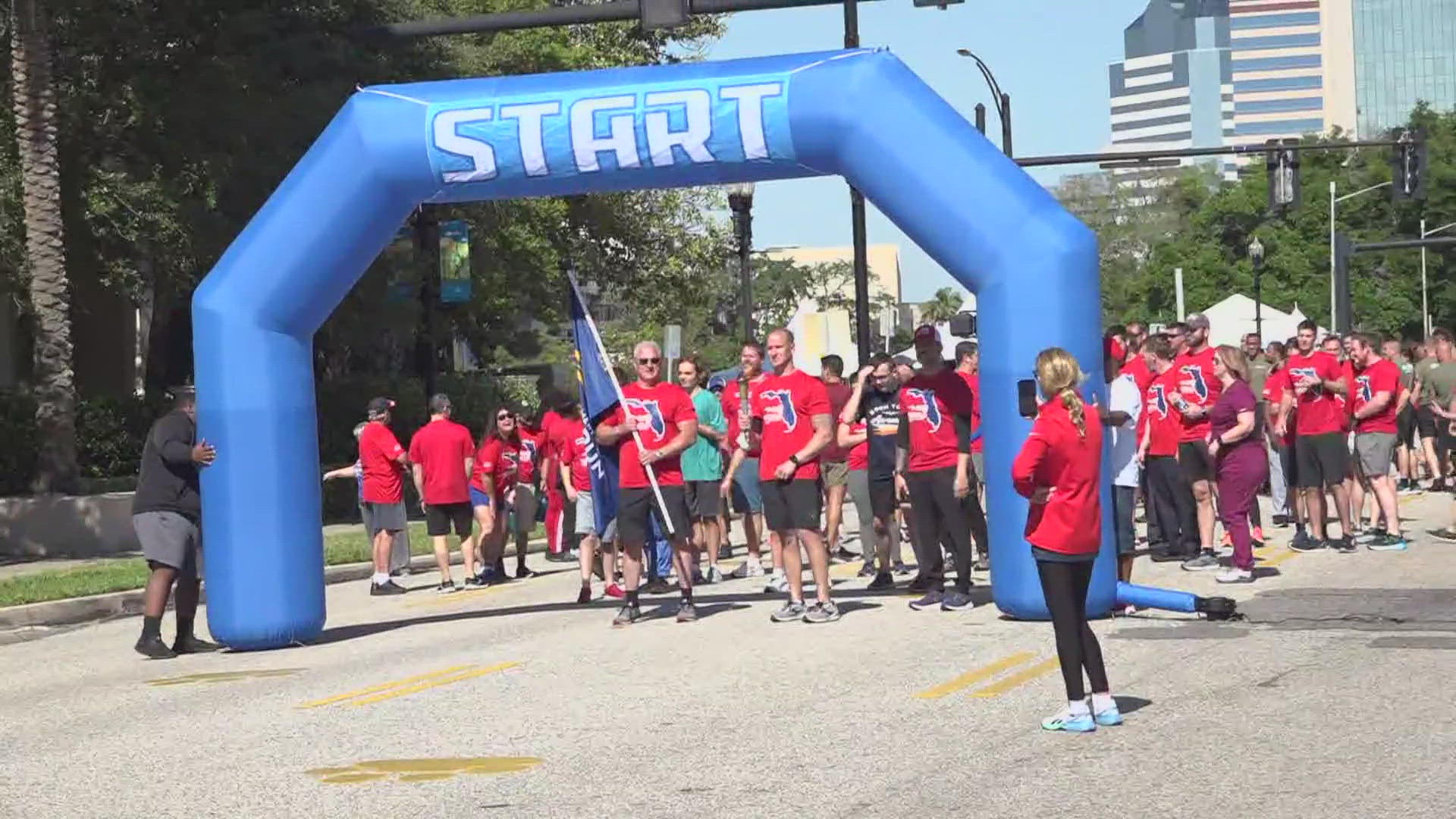The Jacksonville Sheriff's Office held the event, with the starting line beginning in front of the Police Memorial Building in downtown Jacksonville Tuesday morning.