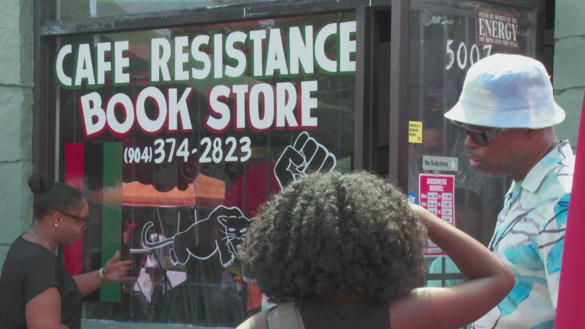 State Representative Angie Nixon opened Cafe Resistance Sunday to a large crowd. She says she intentionally included books challenged and banned under Florida law.