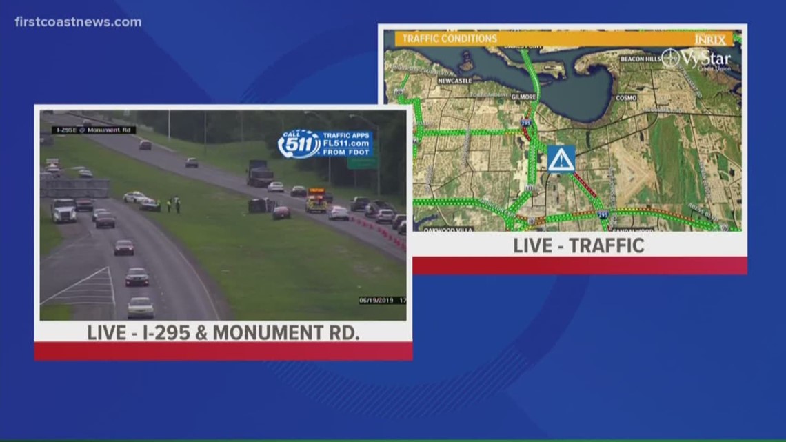 Crash on I-295 N near Monument Road temporarily shuts down lanes during ...