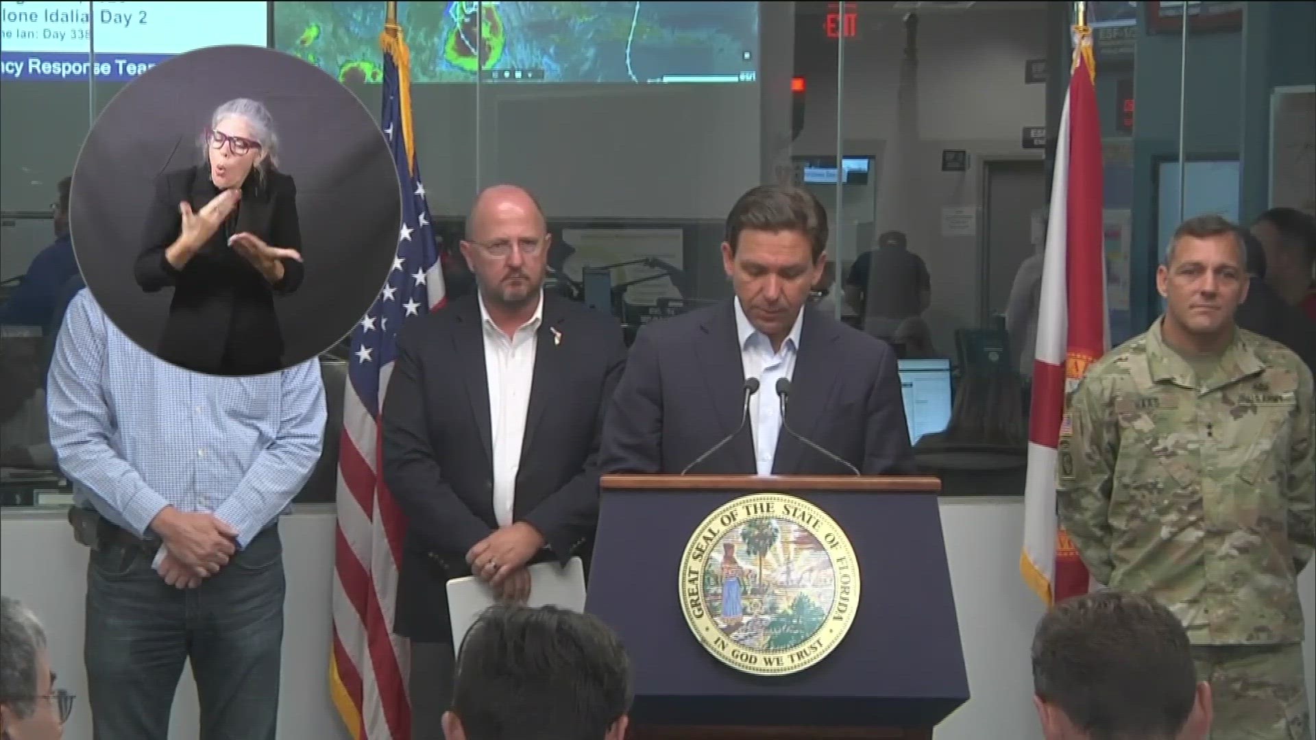 Gov. Ron DeSantis gives an update Monday morning on Florida's preparation for Idalia which is forecast to make landfall in the state as a Cat 2 or Cat 3 Hurricane.