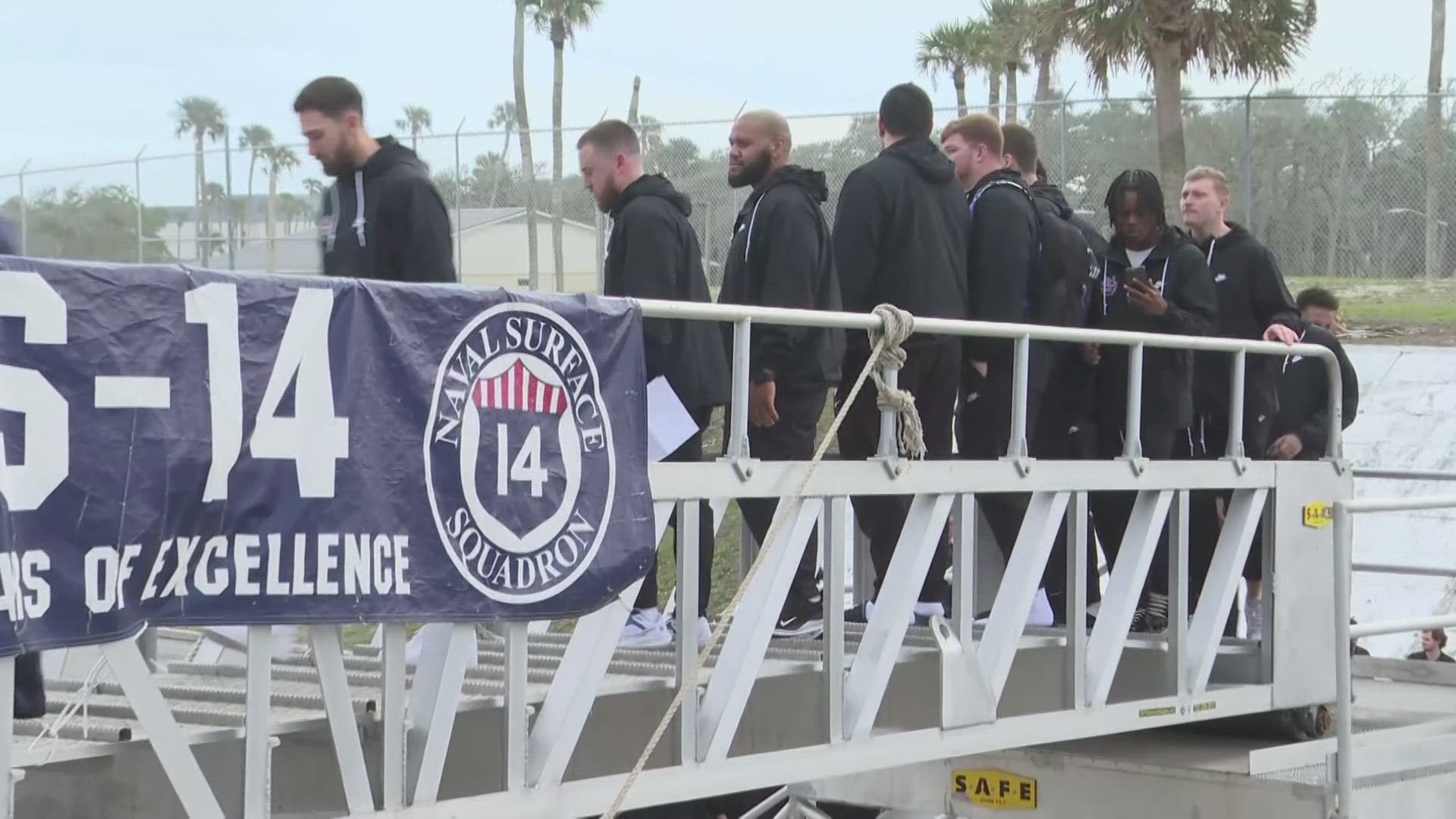 Naval Station Mayport hosted the football teams aboard the USS Jason Dunham. The TaxSlayer Gator Bowl takes place noon on Friday at EverBank Stadium.