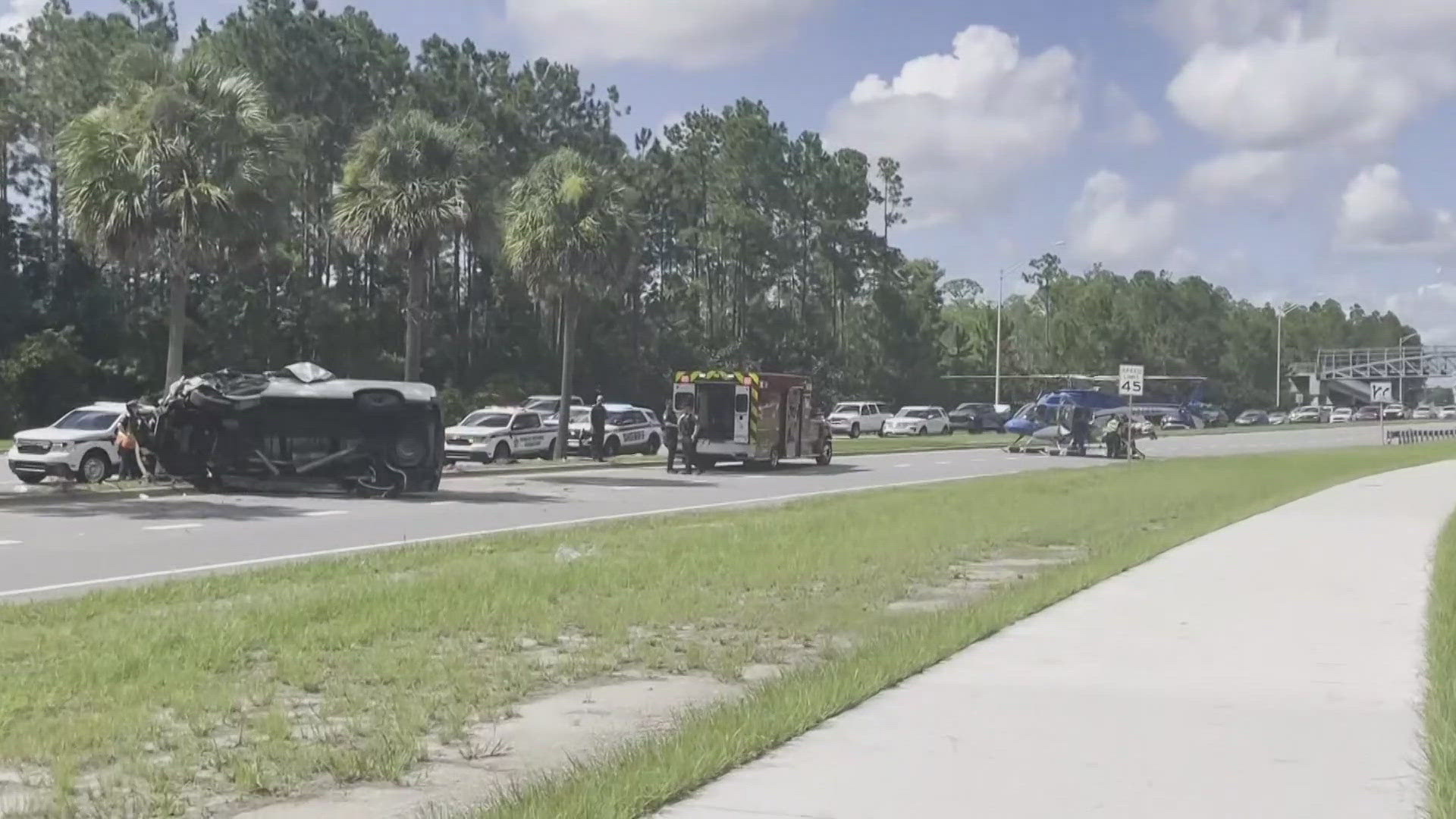 Liberty Pines Academy parents are calling for change after a car crash on St. Johns Parkway Friday sent one person to the hospital in critical condition.