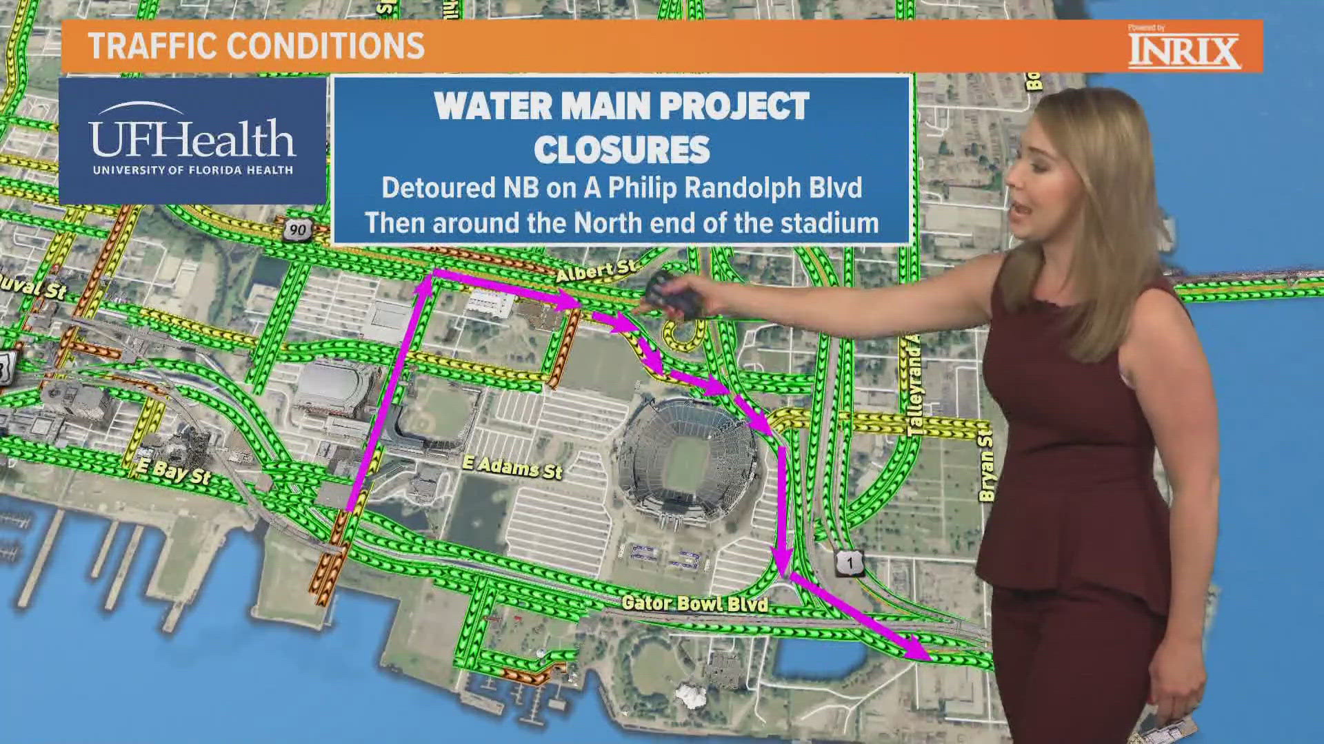 For the next month, the intersection of A. Philip Randolph Boulevard at East Bay Street will be closed.