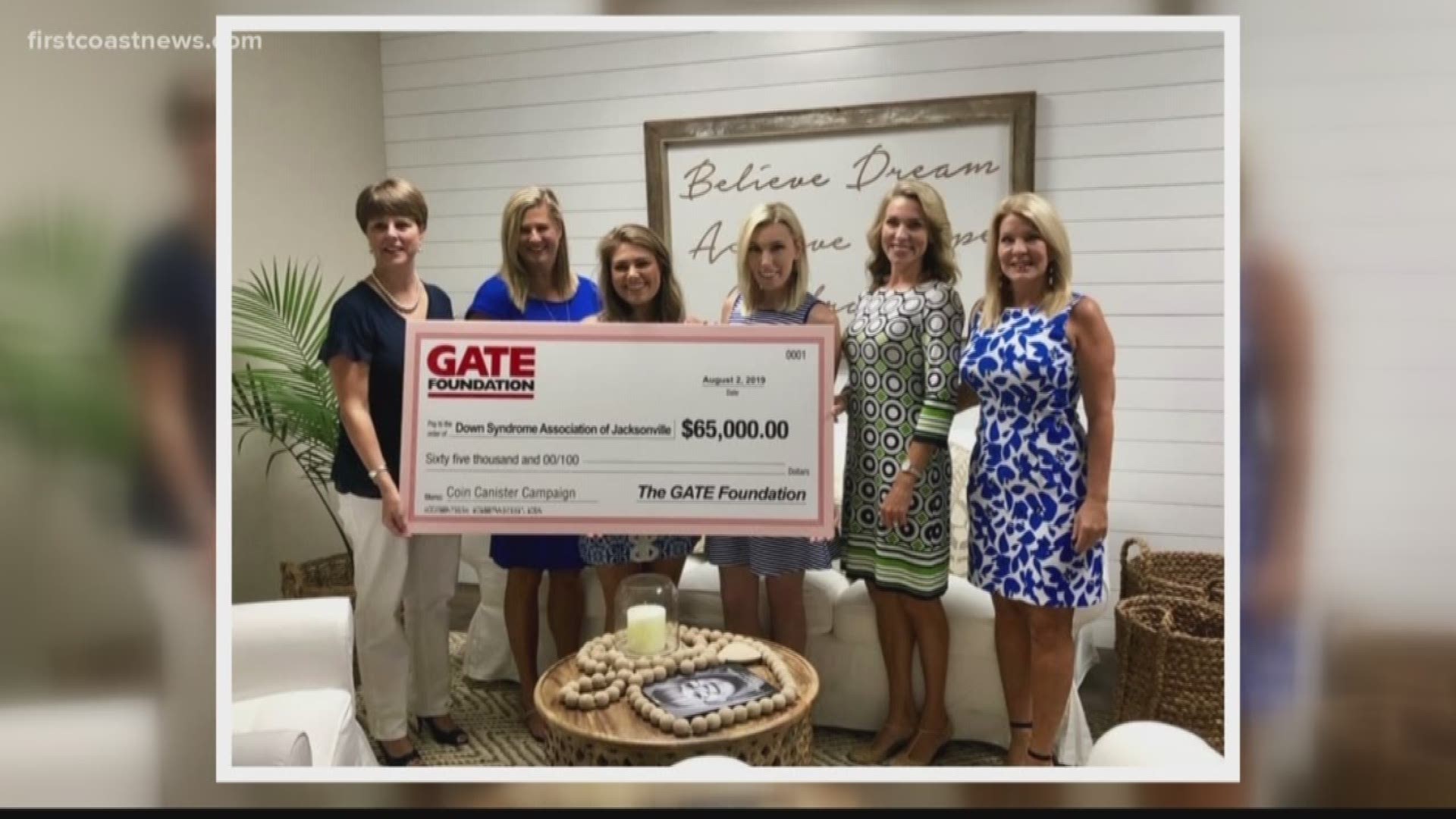 The Down Syndrome Association of Jacksonville received a donation of $65,000 from the GATE Foundation. DSAJ will use the money to help change and improve the lives of individuals with Down Syndrome in Jacksonville.