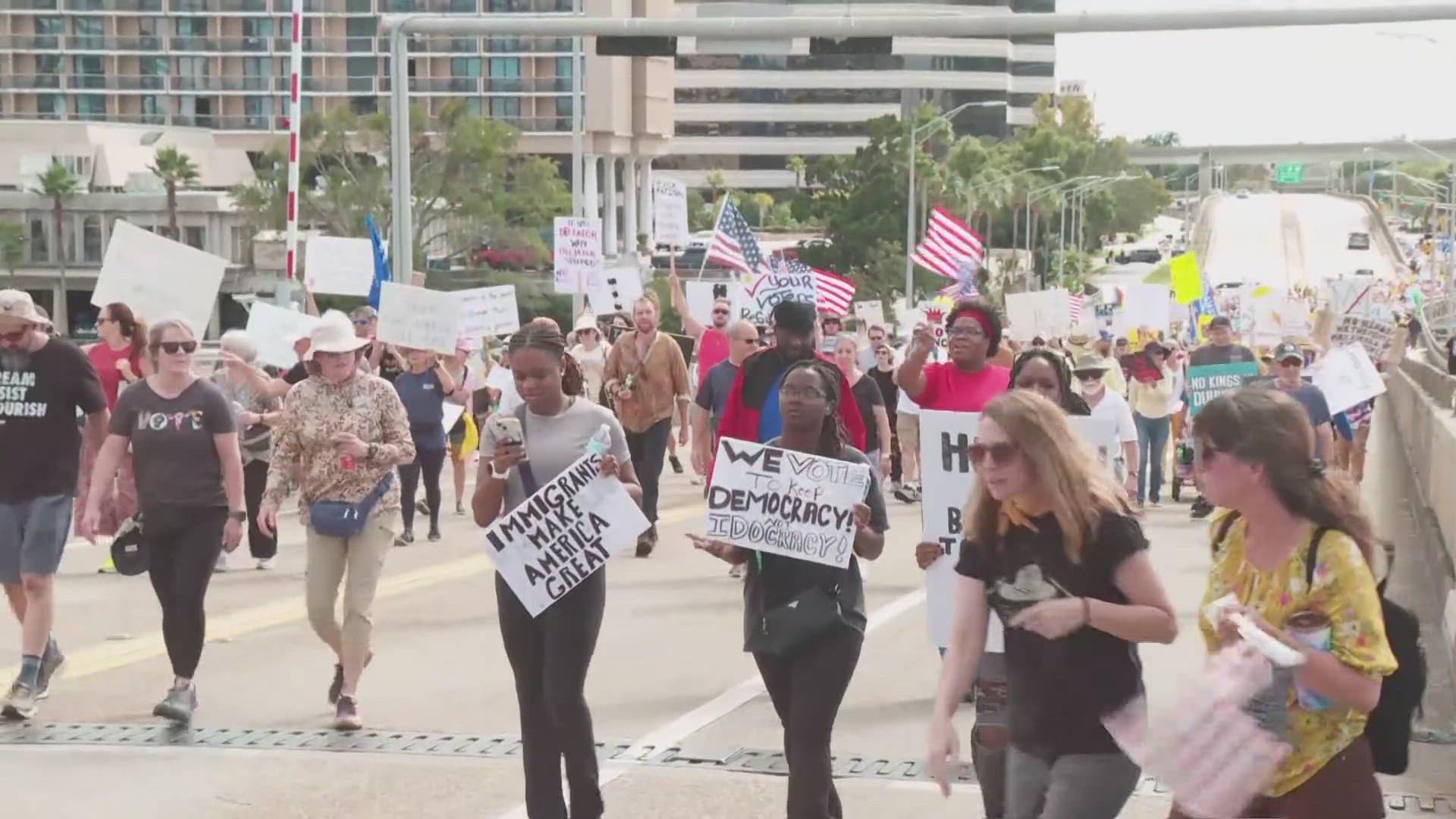 People across the country gathered Saturday for "No Kings" demonstrations — including in Jacksonville.