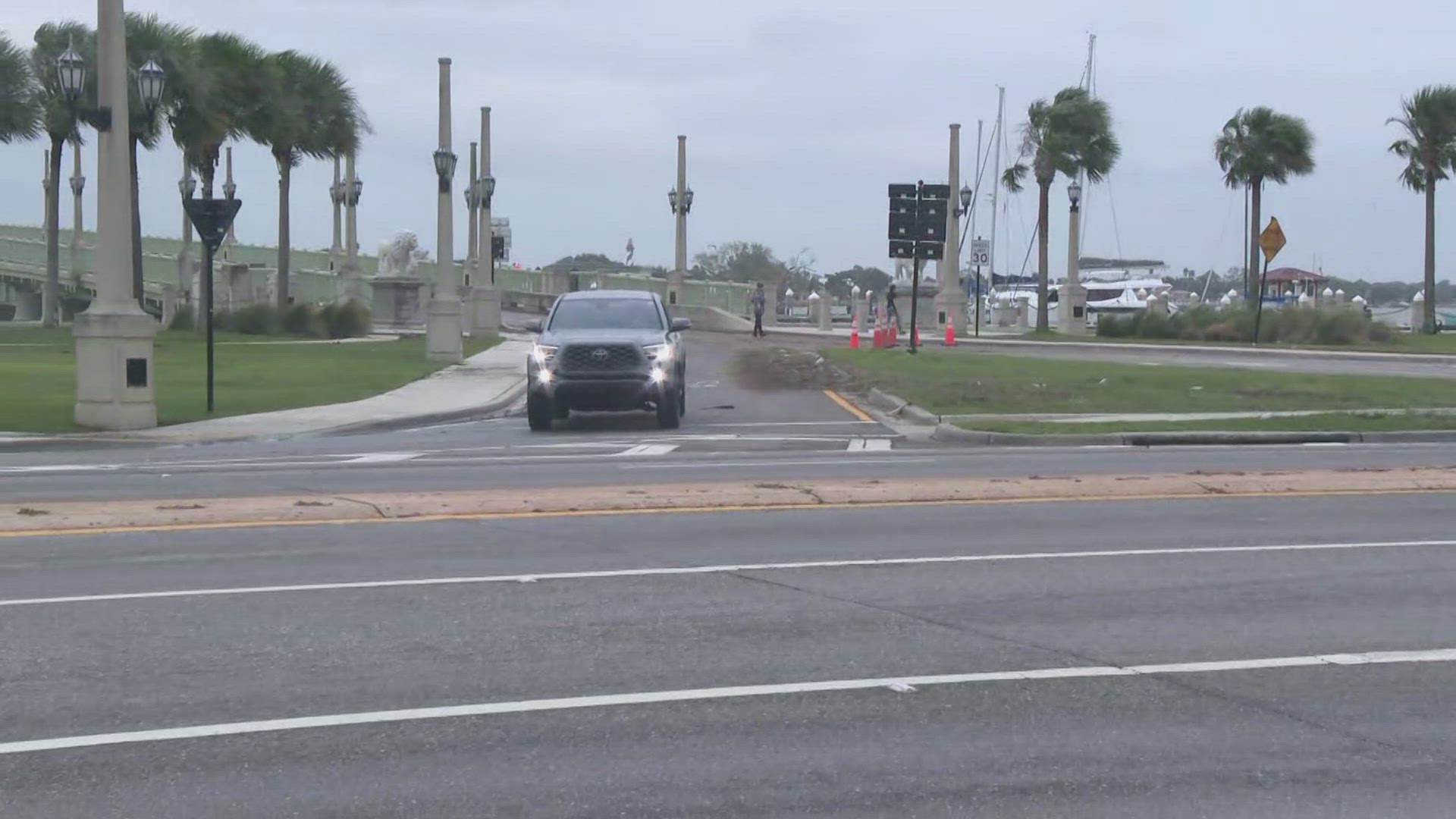 The other side of the bridge, going eastbound towards Anastasia Island, remains closed.