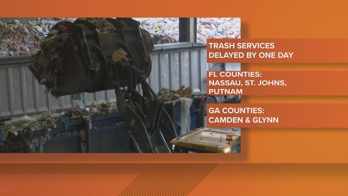 Here's when your trash will be picked up around the First Coast as