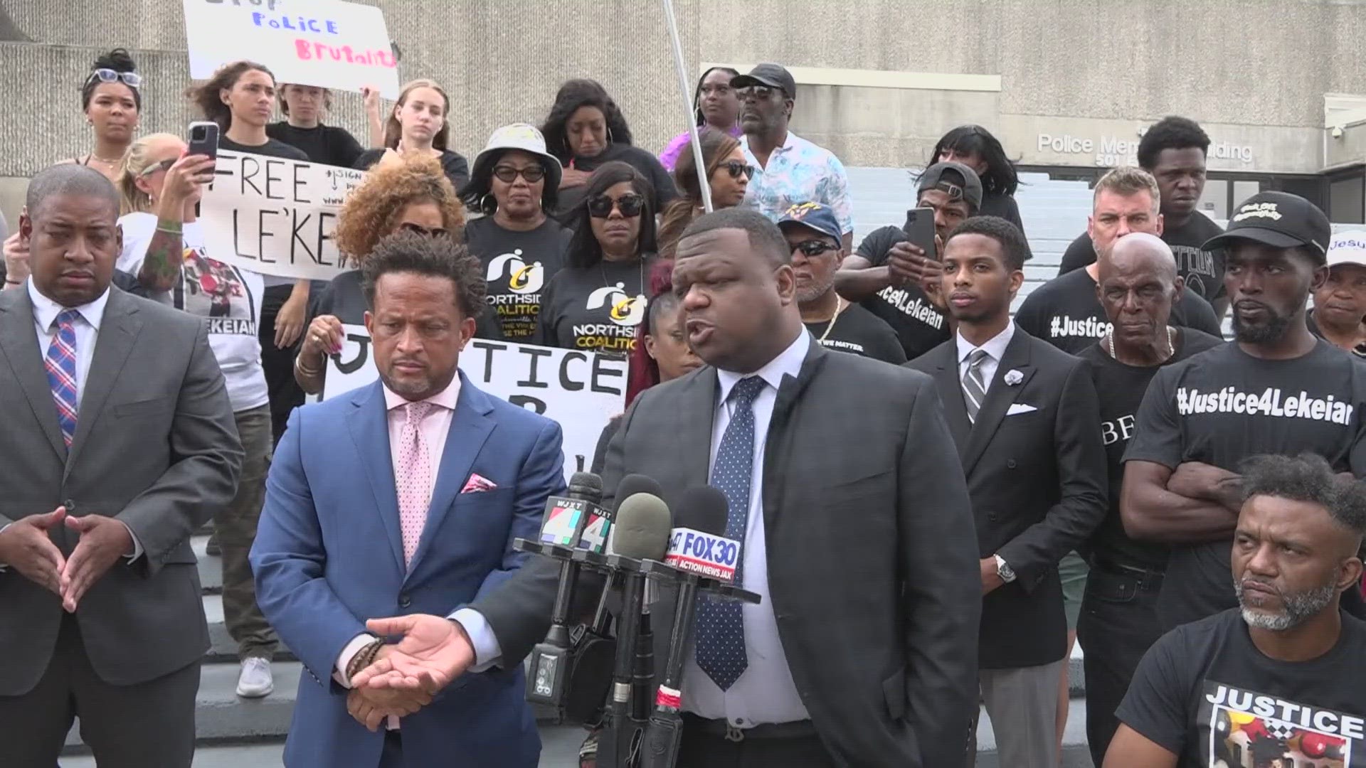During a news conference Tuesday, 24-year-old Le'Keian Woods' attorneys alleged that responding officers used 'deadly' and 'unlawful' force during Woods' arrest.
