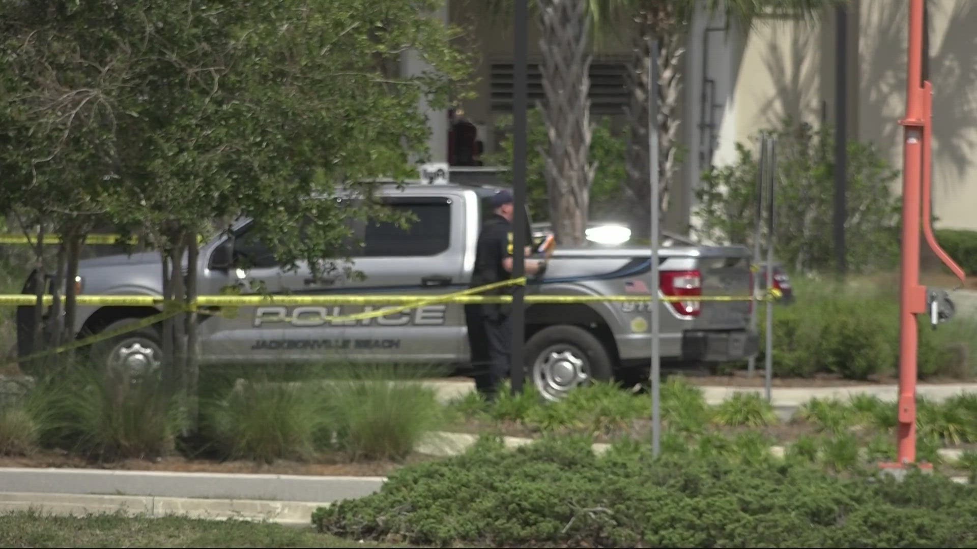 Officials have taped off an area near the hospital Thursday afternoon. The hospital remains open.