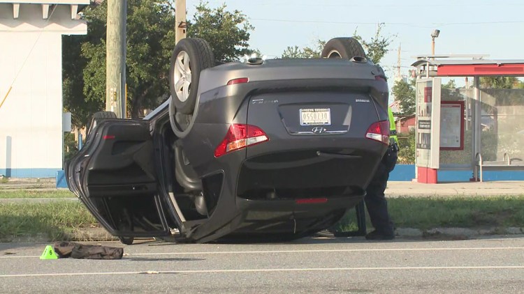 One injured after car flips on Jacksonville's Southside