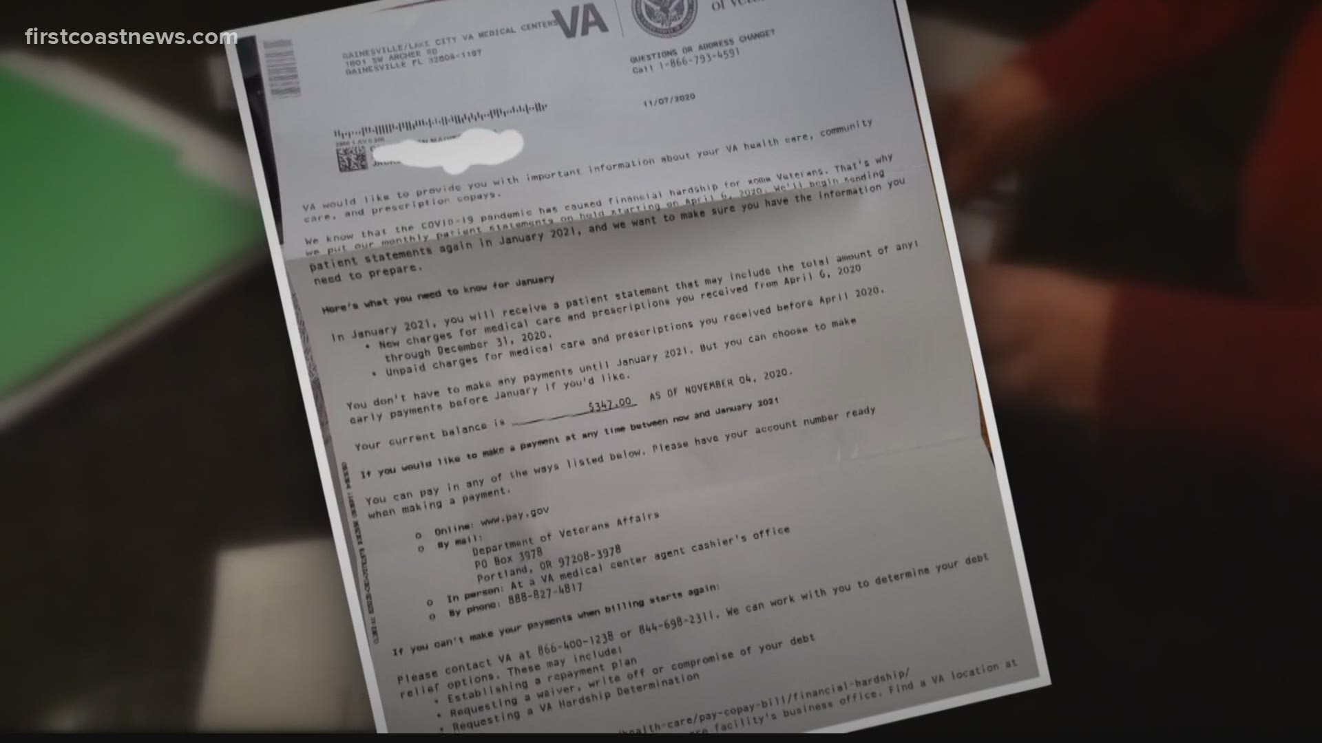 Navy veteran Carrington Mead says he felt mislead and let down by the Department of Veterans Affairs' move of suspending monthly statements.