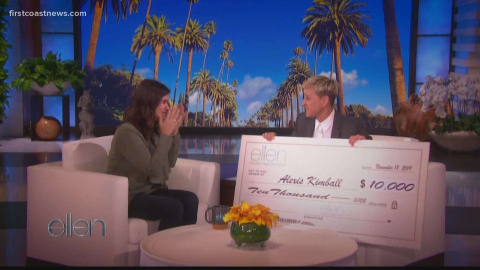 Ellen DeGeneres was so touched by a Jacksonville woman's dream of founding an animal hospital that she fixed one her games to allow the woman to win $10,000.