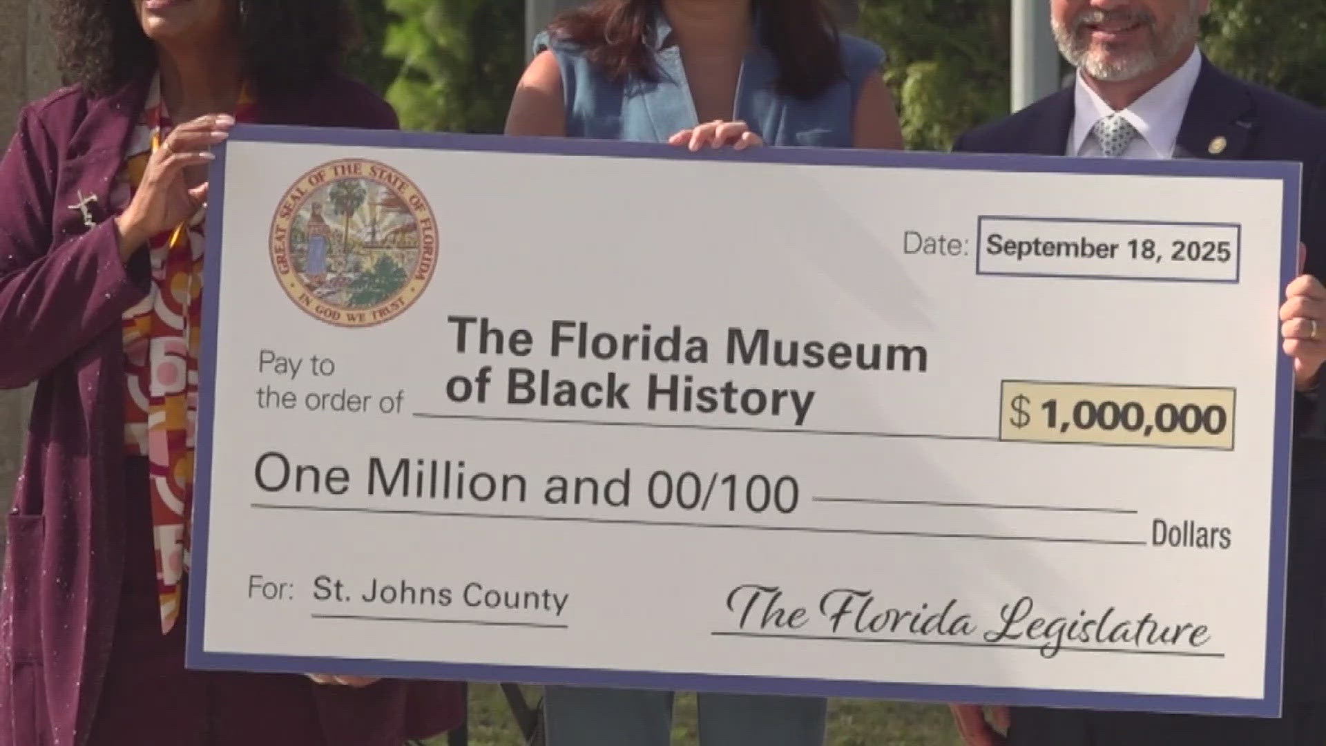 St. Johns County receives $1M to launch the Florida black Museum of Black History, honoring over 450 years of black heritage. 