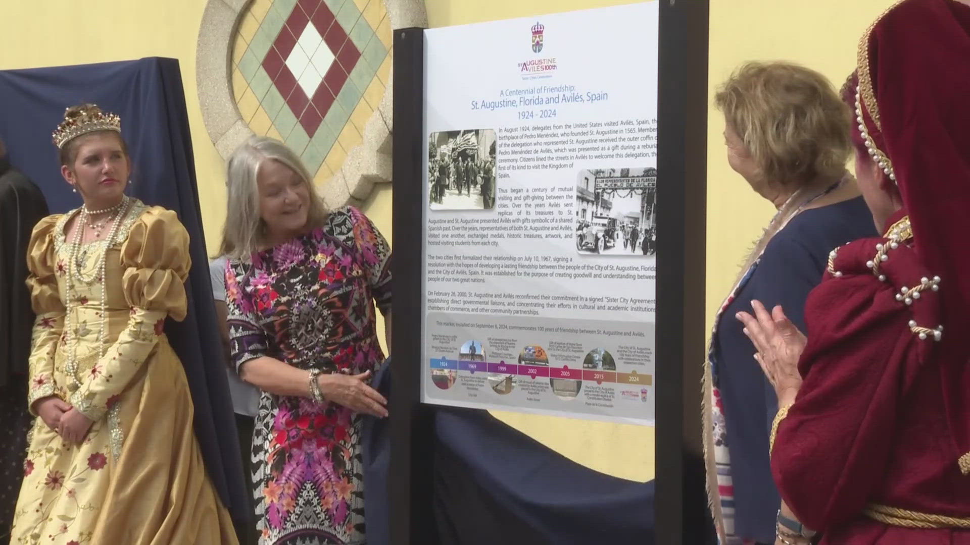 St. Augustine officials unveiled a new historical marker on Sunday to celebrate 100 years of friendship between the city and Aviles in Spain.