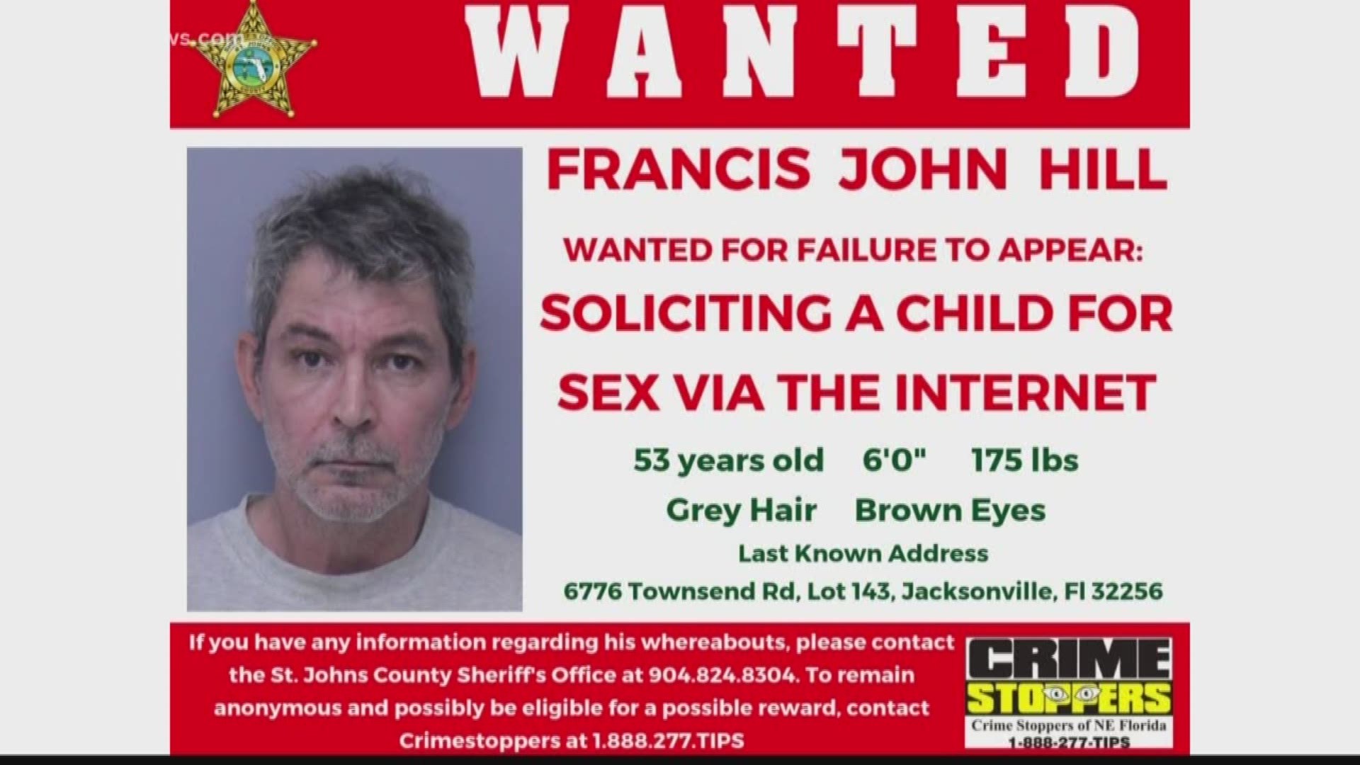 Man wanted in St. Johns County for soliciting a child for sex