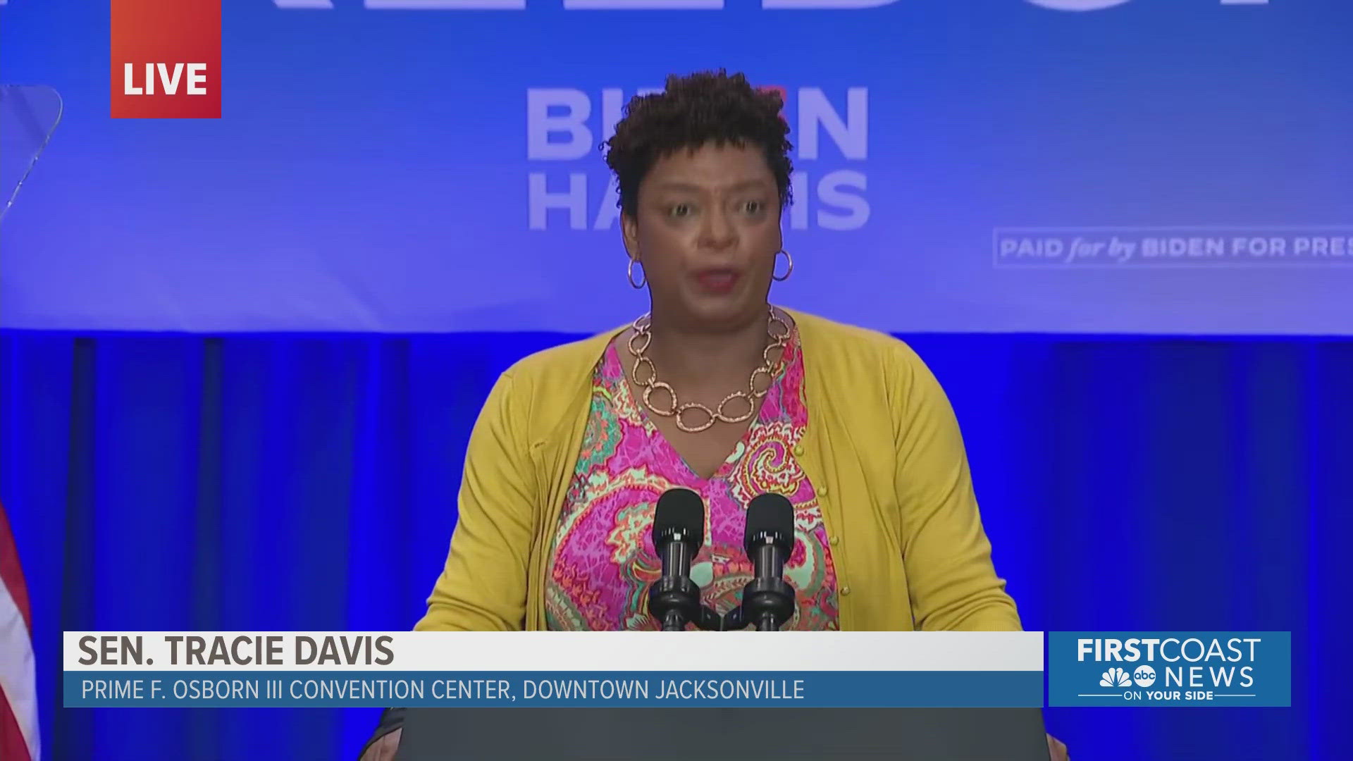 The Jacksonville-based state senator talks prior to Kamala Harris' visit.