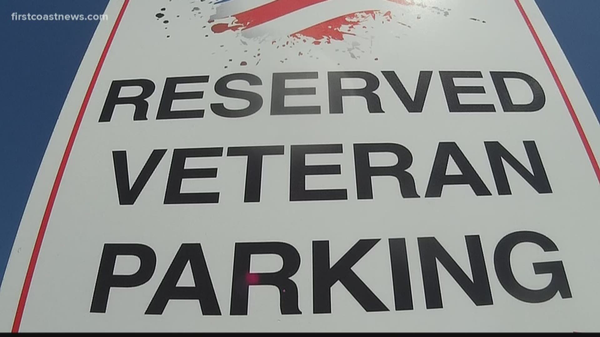 "Reserved for veteran parking" is a sign you'll find outside of Harris Teeter in St. Simons Island.