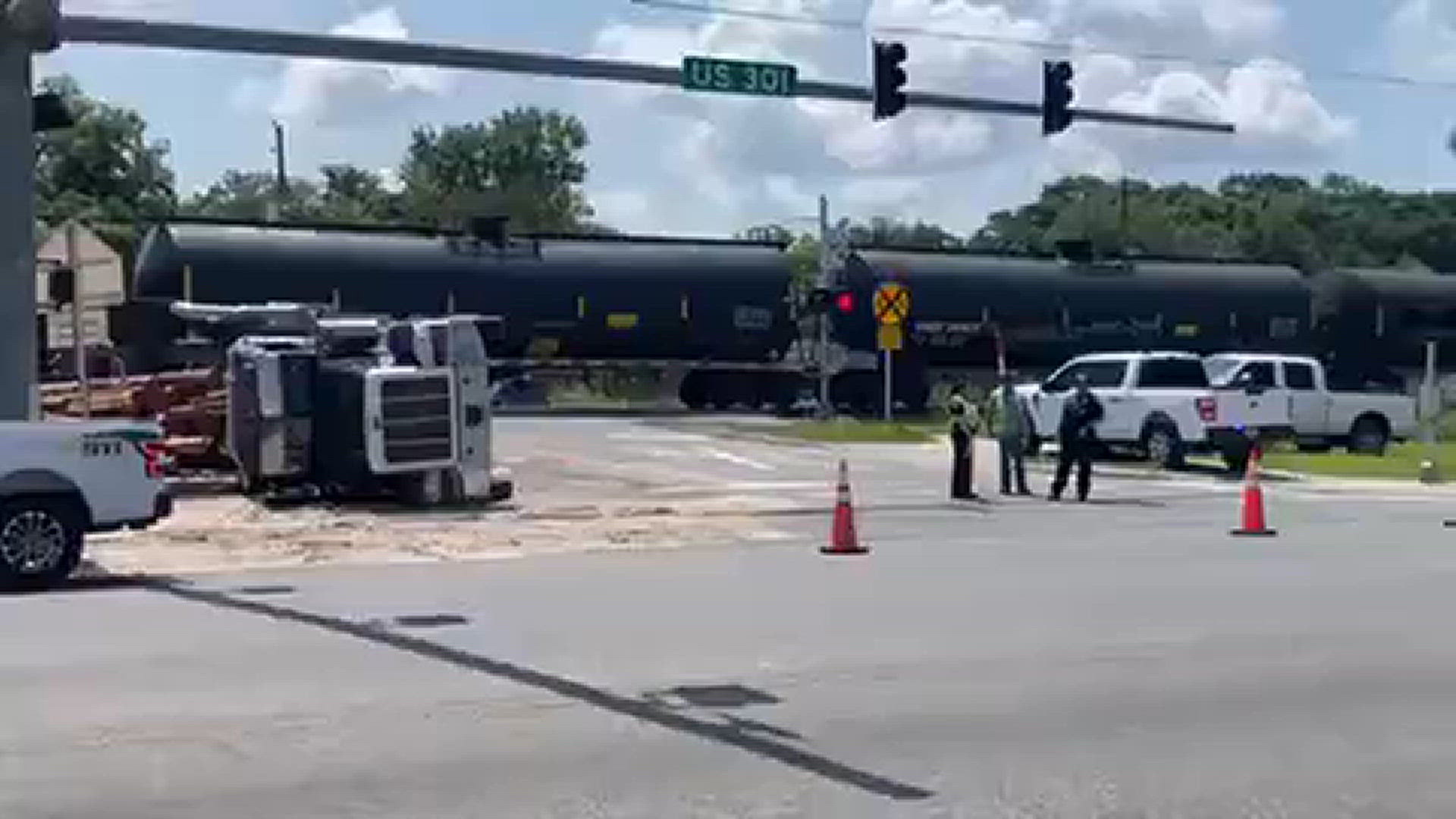 Bradford County Fire Rescue says the crossing at Lake Street will be blocked "for some time." No one has been reported injured as a result of the crash.
Credit: Atyia Collins