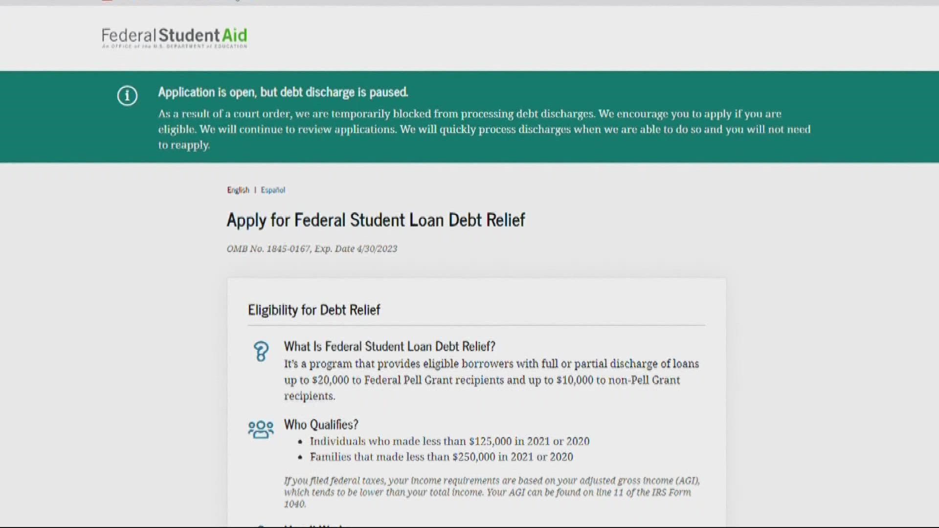 A pause of the federal student loan relief program could impact your loan status.