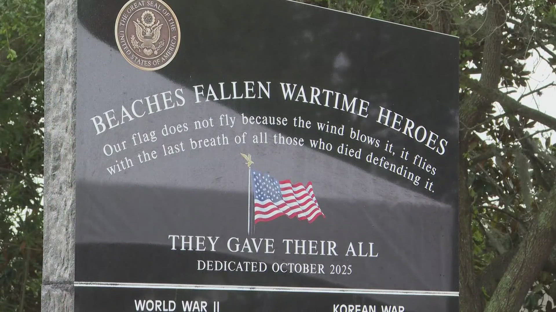 The Beaches Fallen Wartime Heroes Monument was dedicated today in Atlantic Beach, honoring 63 local service members who sacrificed their lives.
